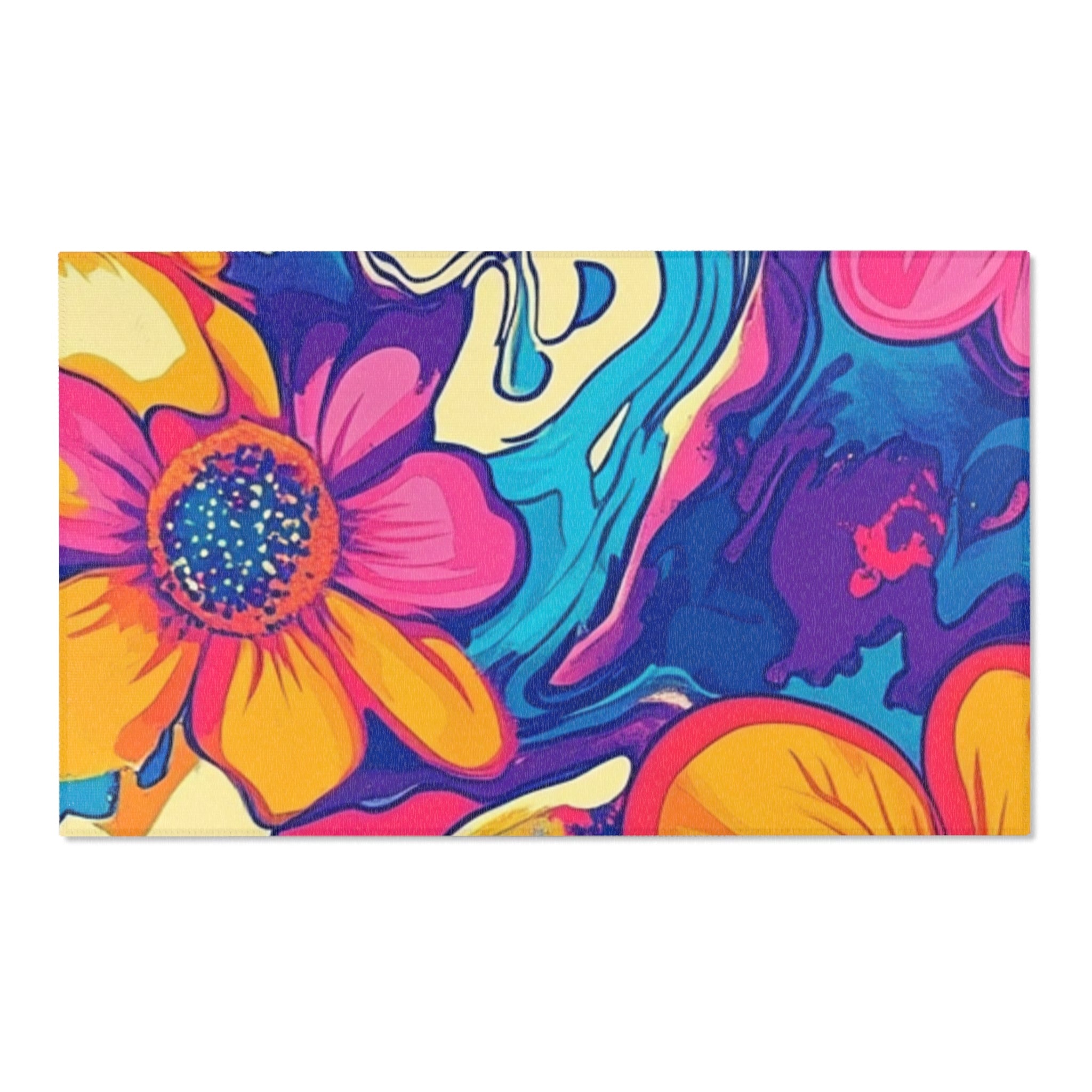 Vibrant Floral Marbled Area Rug, Artsulli - Art is Long, Life is Short, Home Decor, Size, 60" × 36", , , , , 18085619606036810482