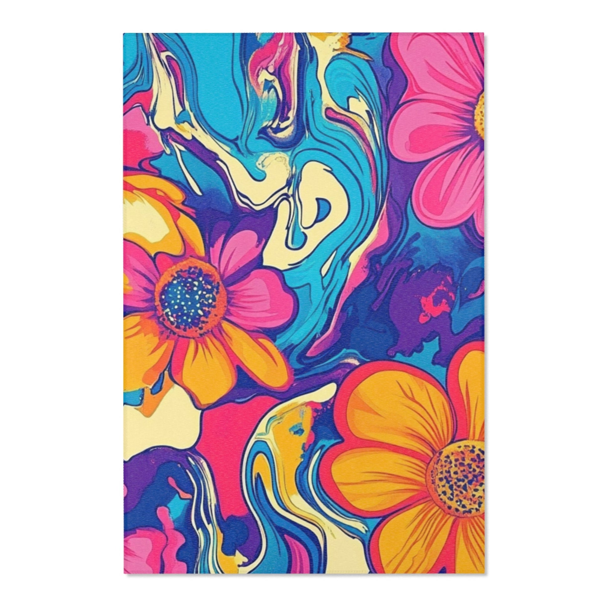 Vibrant Floral Marbled Area Rug, Artsulli - Art is Long, Life is Short, Home Decor, Size, 48" × 72", , , , , 11290051247041699511