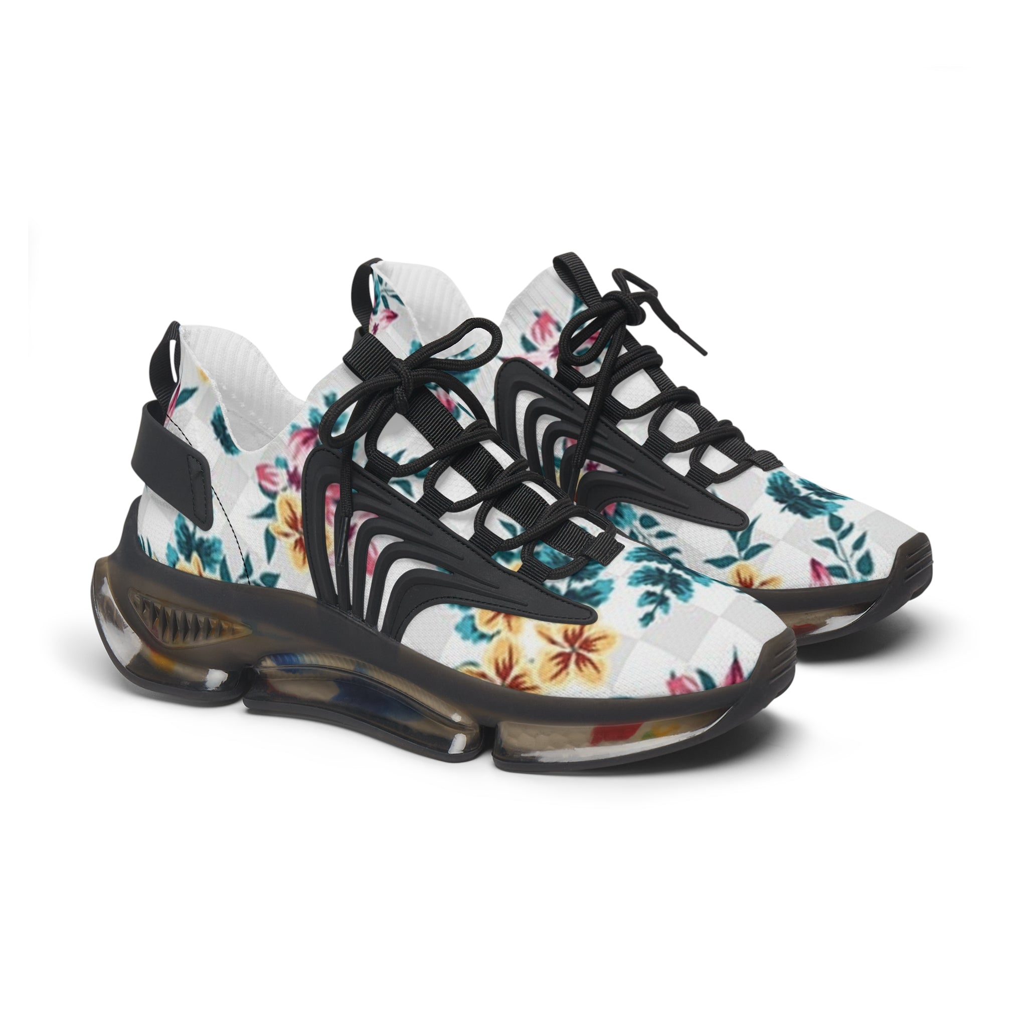 Vibrant Floral Mesh Sneakers, Artsulli - Art is Long, Life is Short, Shoes, Color, Black sole, Size, US 5.5, , , 77971452285289900732