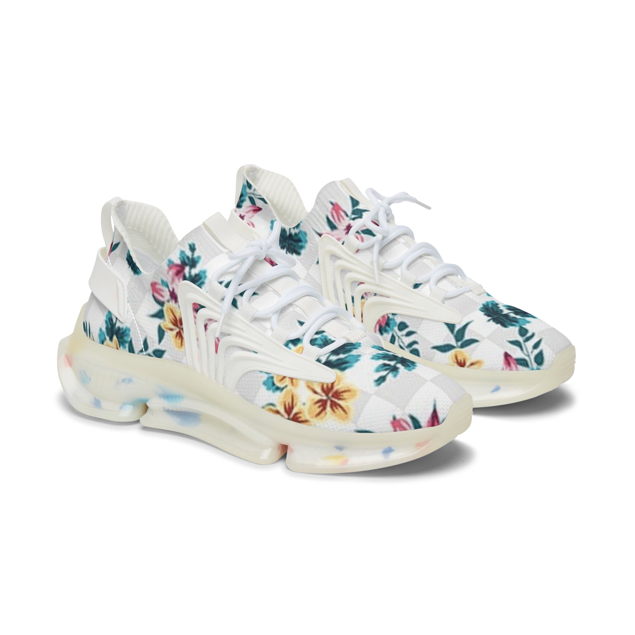 Vibrant Floral Mesh Sneakers, Artsulli - Art is Long, Life is Short, Shoes, Color, White sole, Size, US 5.5, , , 25913971191382304348