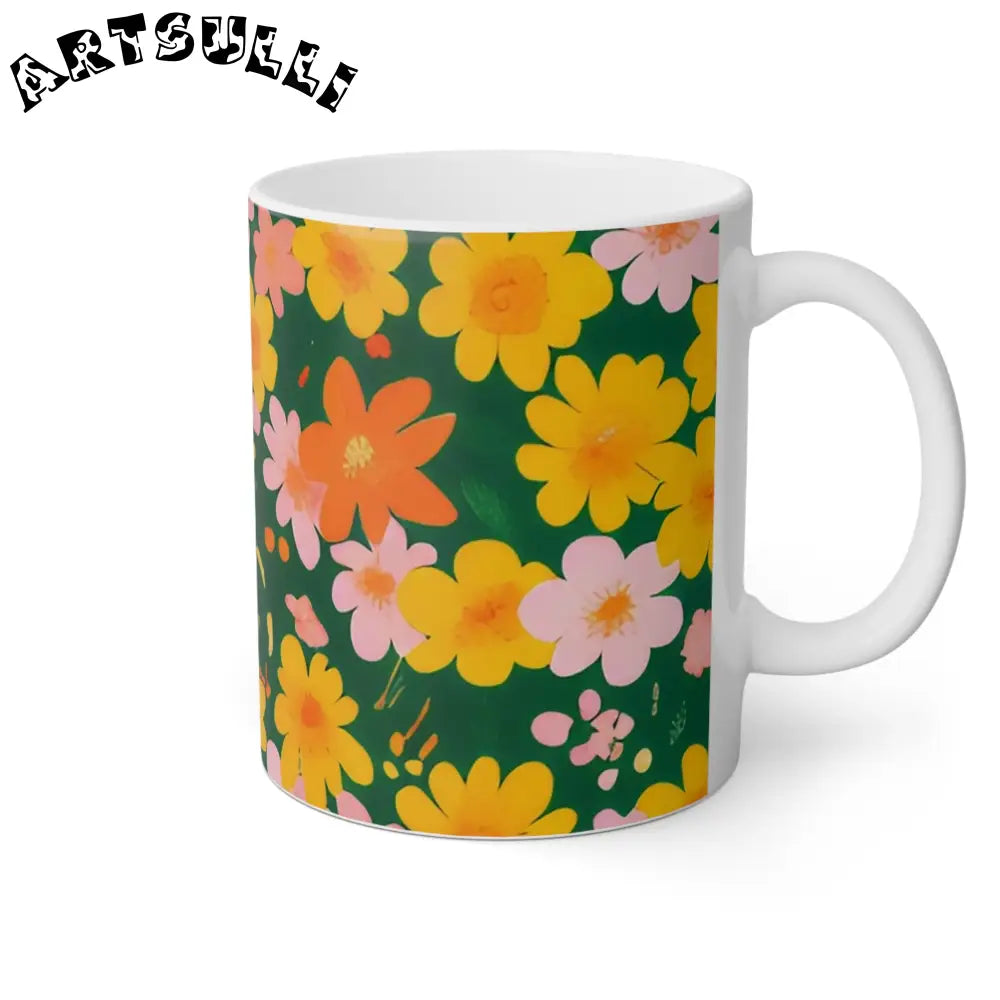 Vibrant Floral Mug, Artsulli - Art is Long, Life is Short, Mug, , , , , , , 