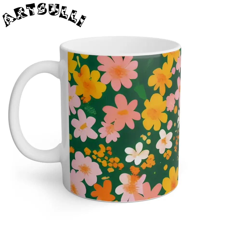 Vibrant Floral Mug, Artsulli - Art is Long, Life is Short, Mug, , , , , , , 