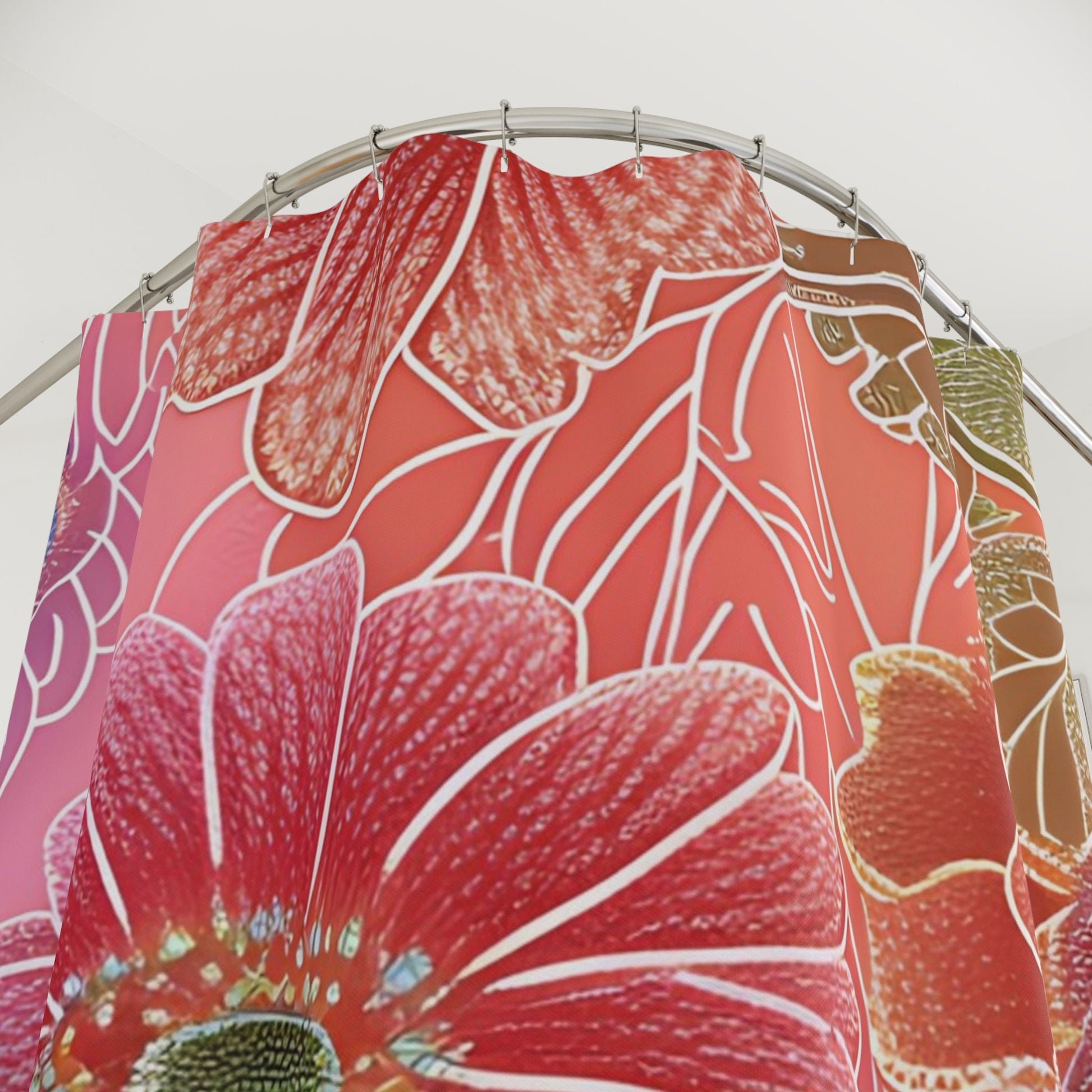 Vibrant Floral Outline Shower Curtain, Artsulli - Art is Long, Life is Short, Home Decor, , , , , , , 