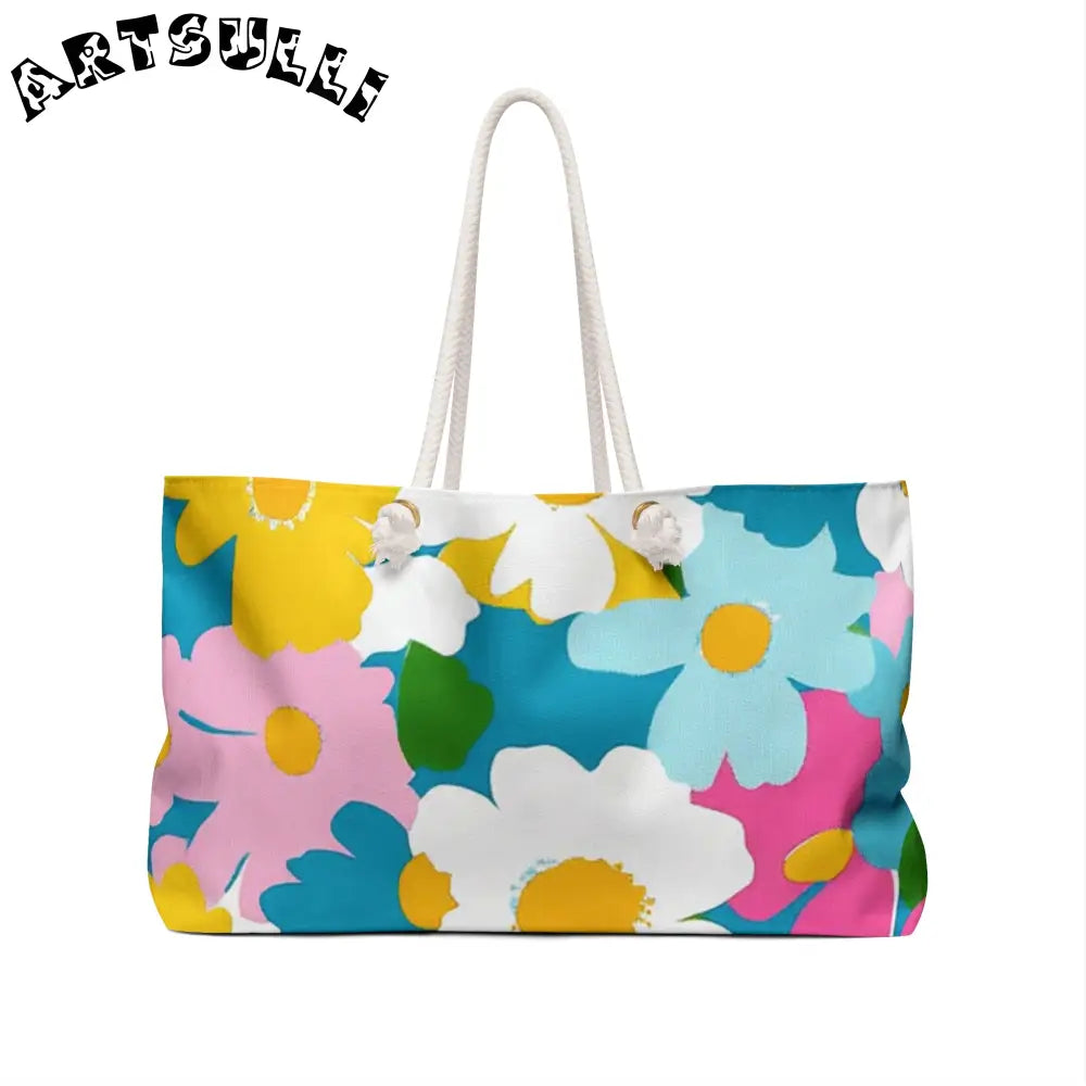 Vibrant Floral Oversized Weekender Tote, Artsulli - Art is Long, Life is Short, Bags, , , , , , , 