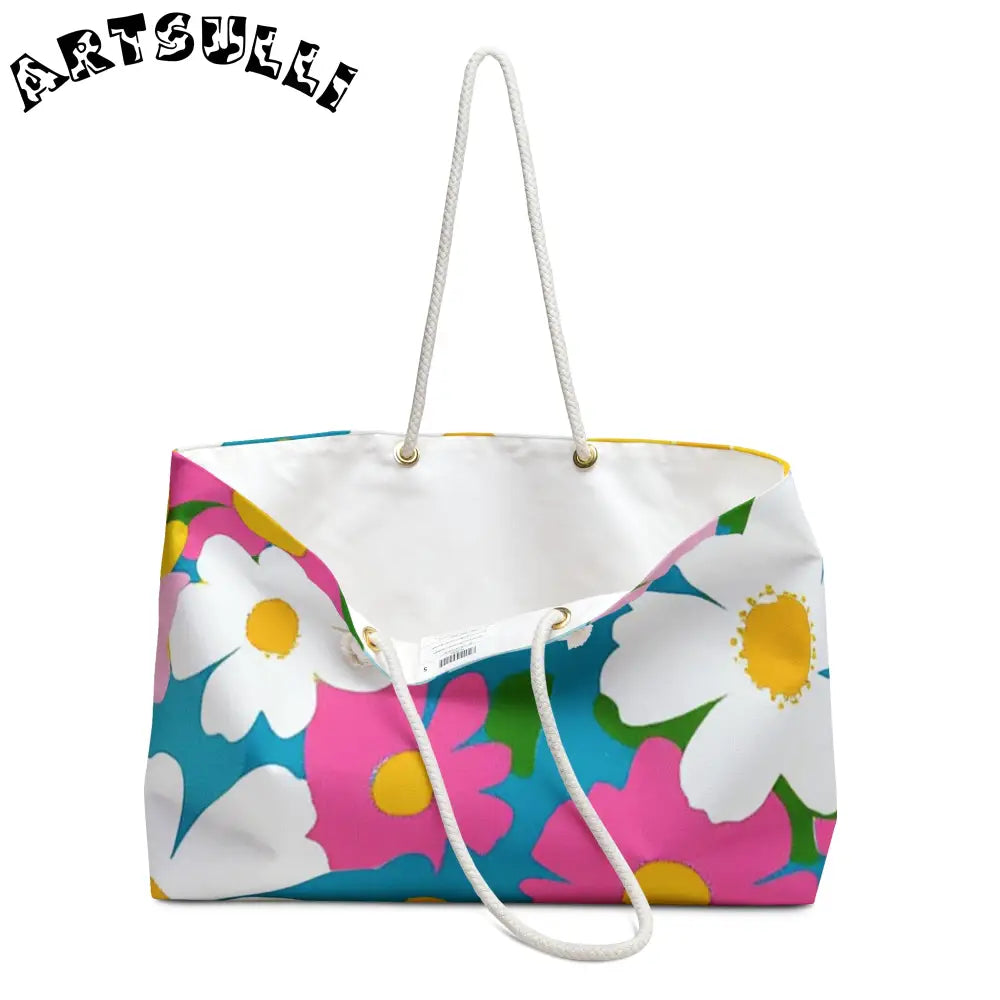 Vibrant Floral Oversized Weekender Tote, Artsulli - Art is Long, Life is Short, Bags, , , , , , , 