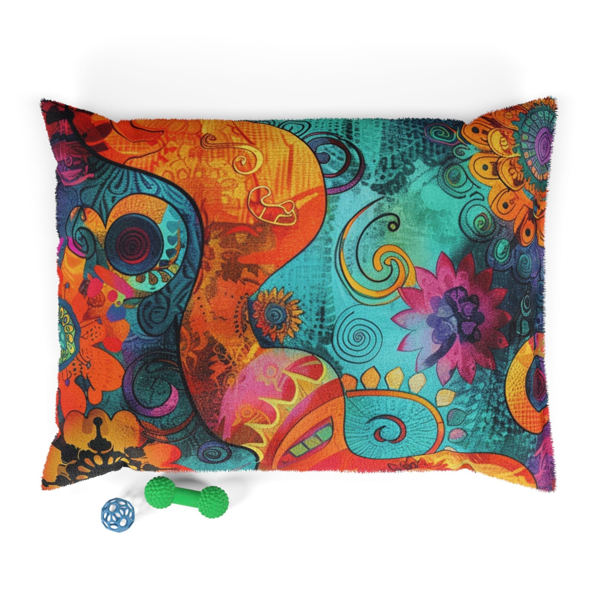 Printify Vibrant Floral Paisley Pet Bed 2025