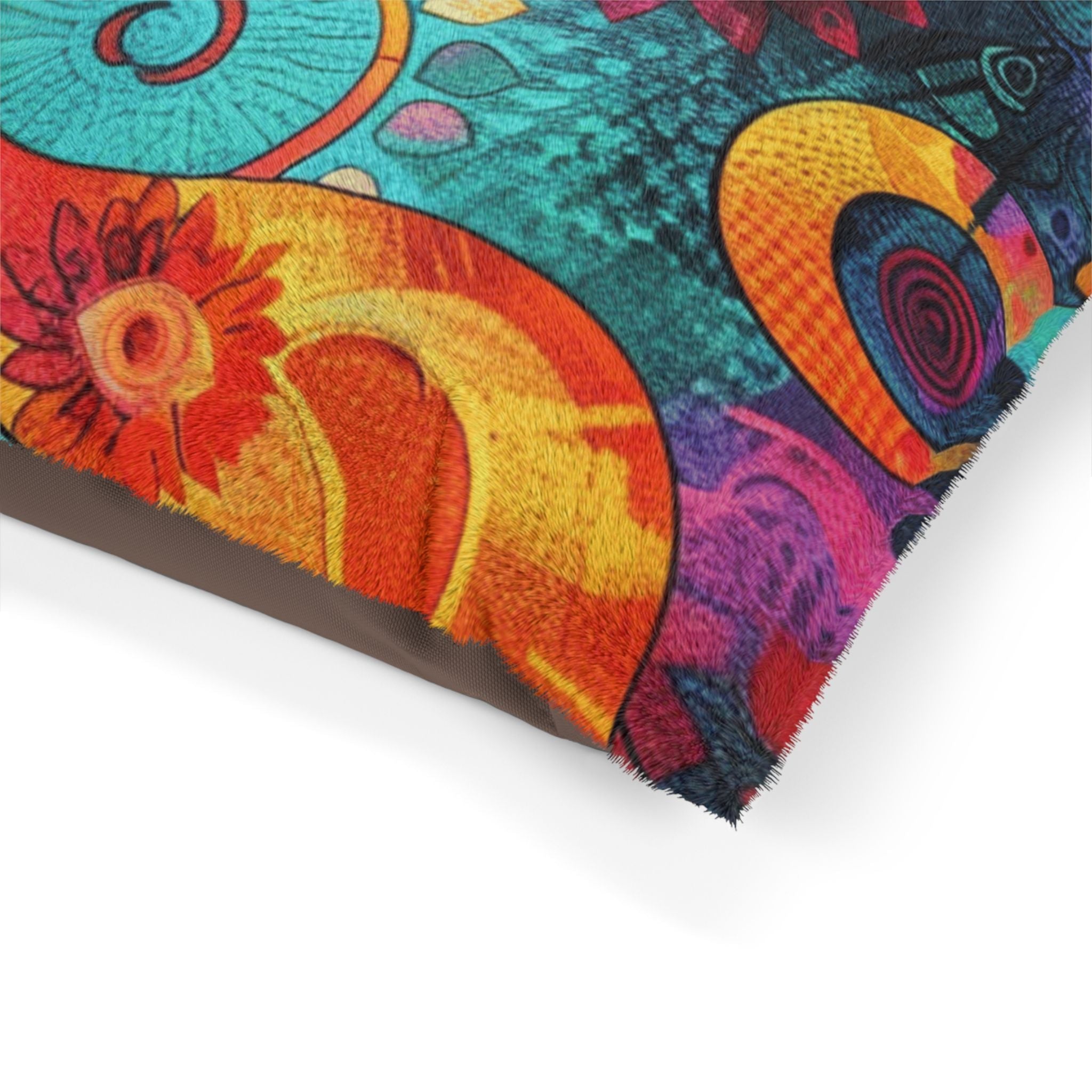 Printify Vibrant Floral Paisley Pet Bed 2025