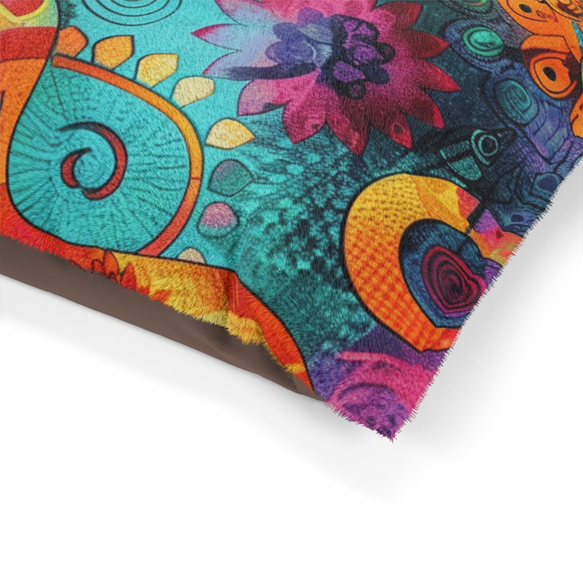 Printify Vibrant Floral Paisley Pet Bed 2025