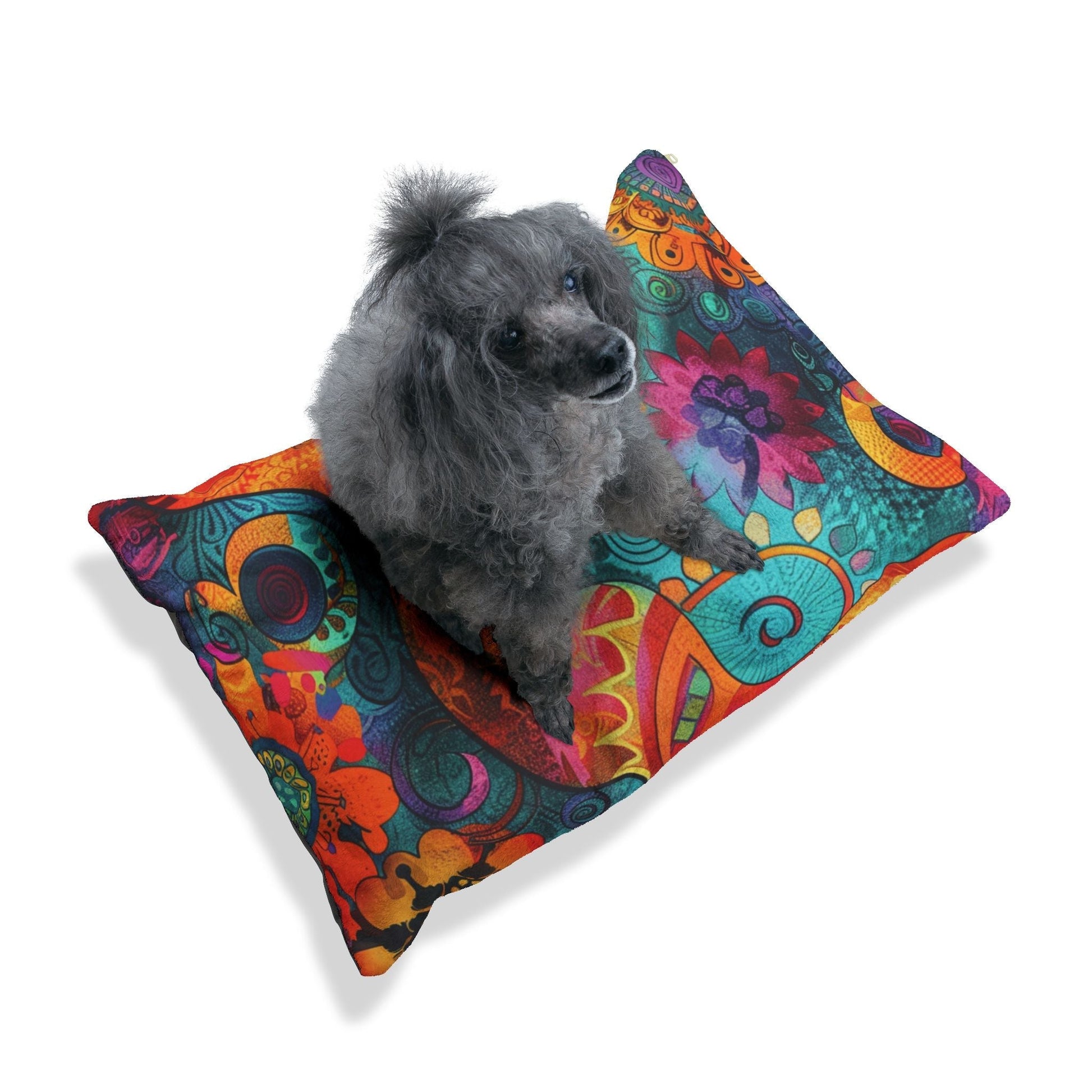 Printify Vibrant Floral Paisley Pet Bed 2025