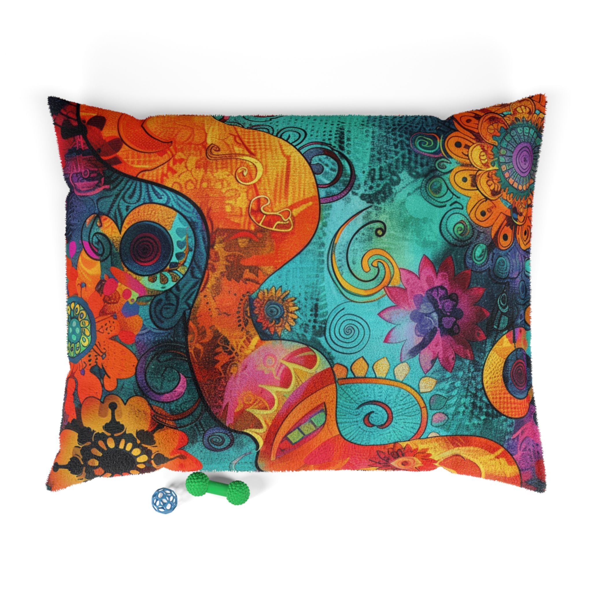 Printify Vibrant Floral Paisley Pet Bed 2025