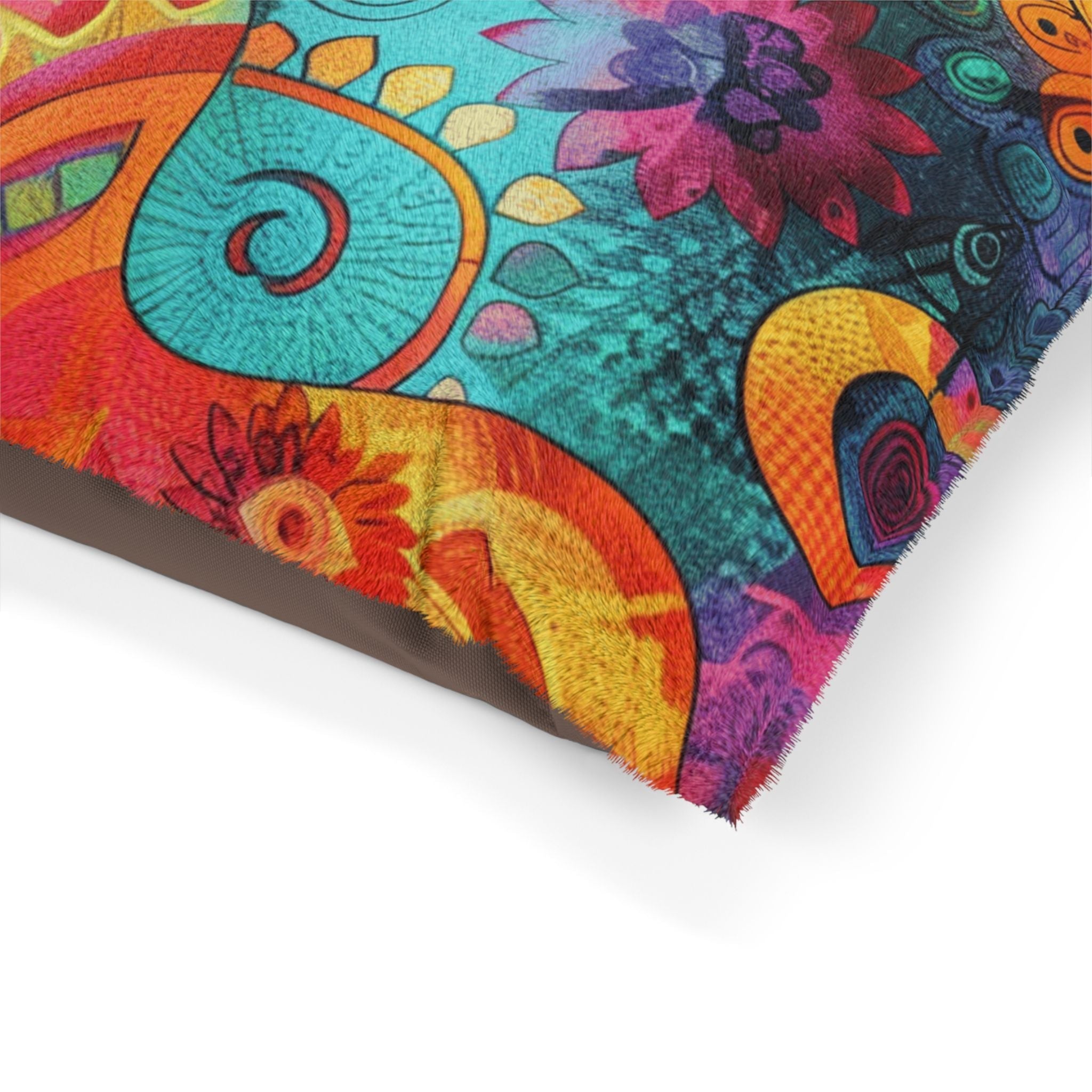 Printify Vibrant Floral Paisley Pet Bed 2025