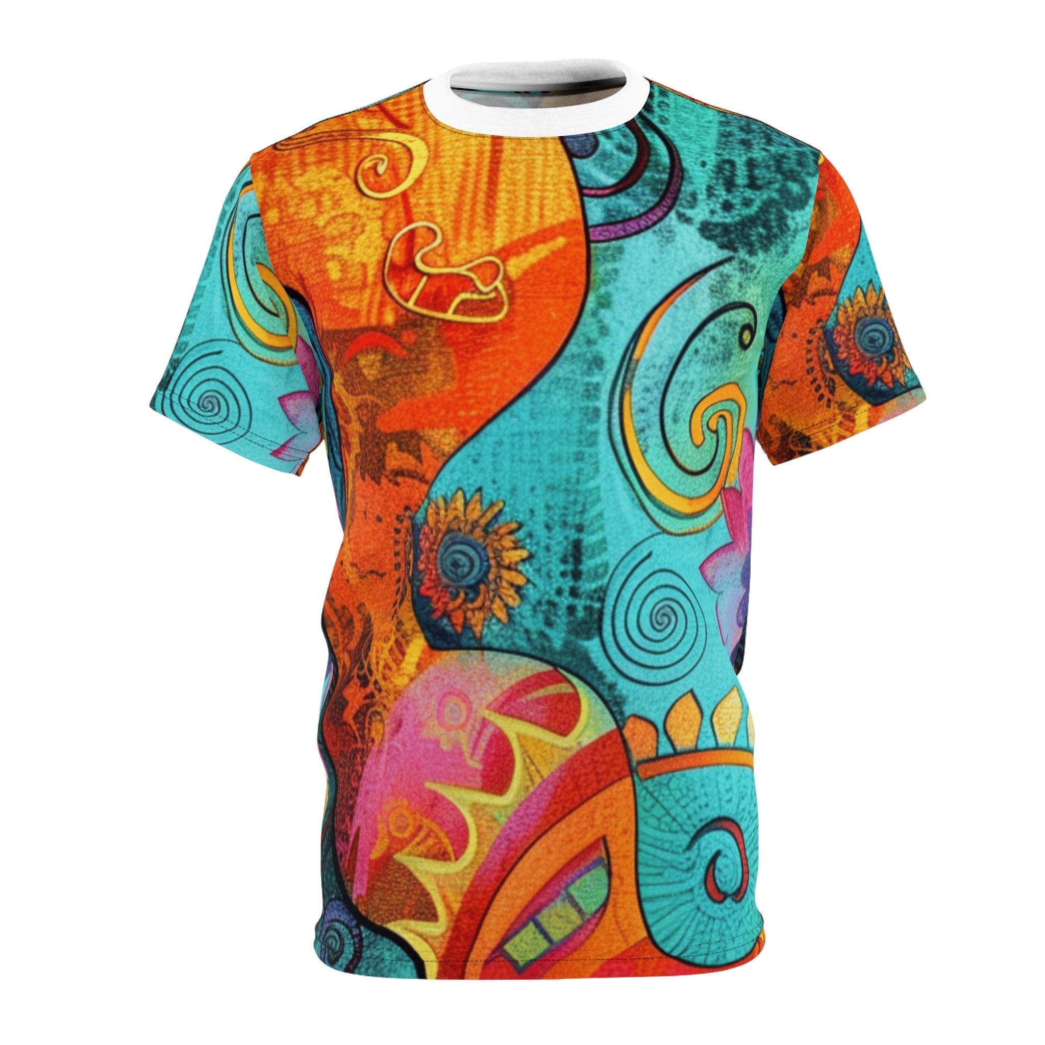 Vibrant Floral Paisley Tee, Artsulli - Art is Long, Life is Short, All Over Prints, Color, Black stitching, Weight, 4 oz., Size, S, 75814275432964204271