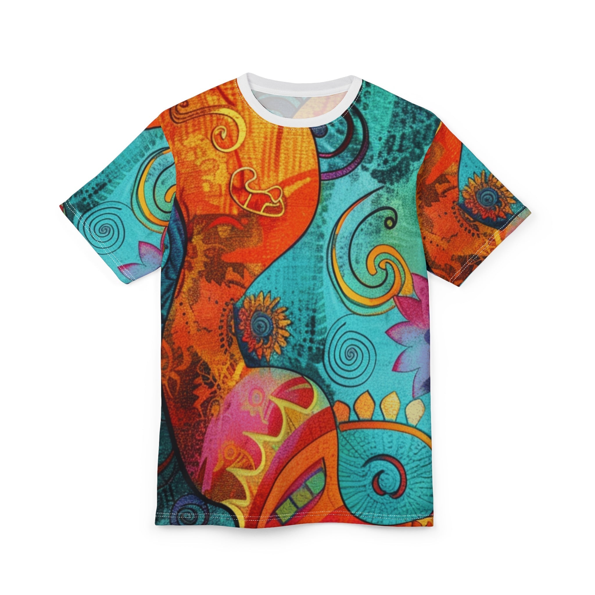 Vibrant Floral Paisley Tee, Artsulli - Art is Long, Life is Short, All Over Prints, , , , , , , 