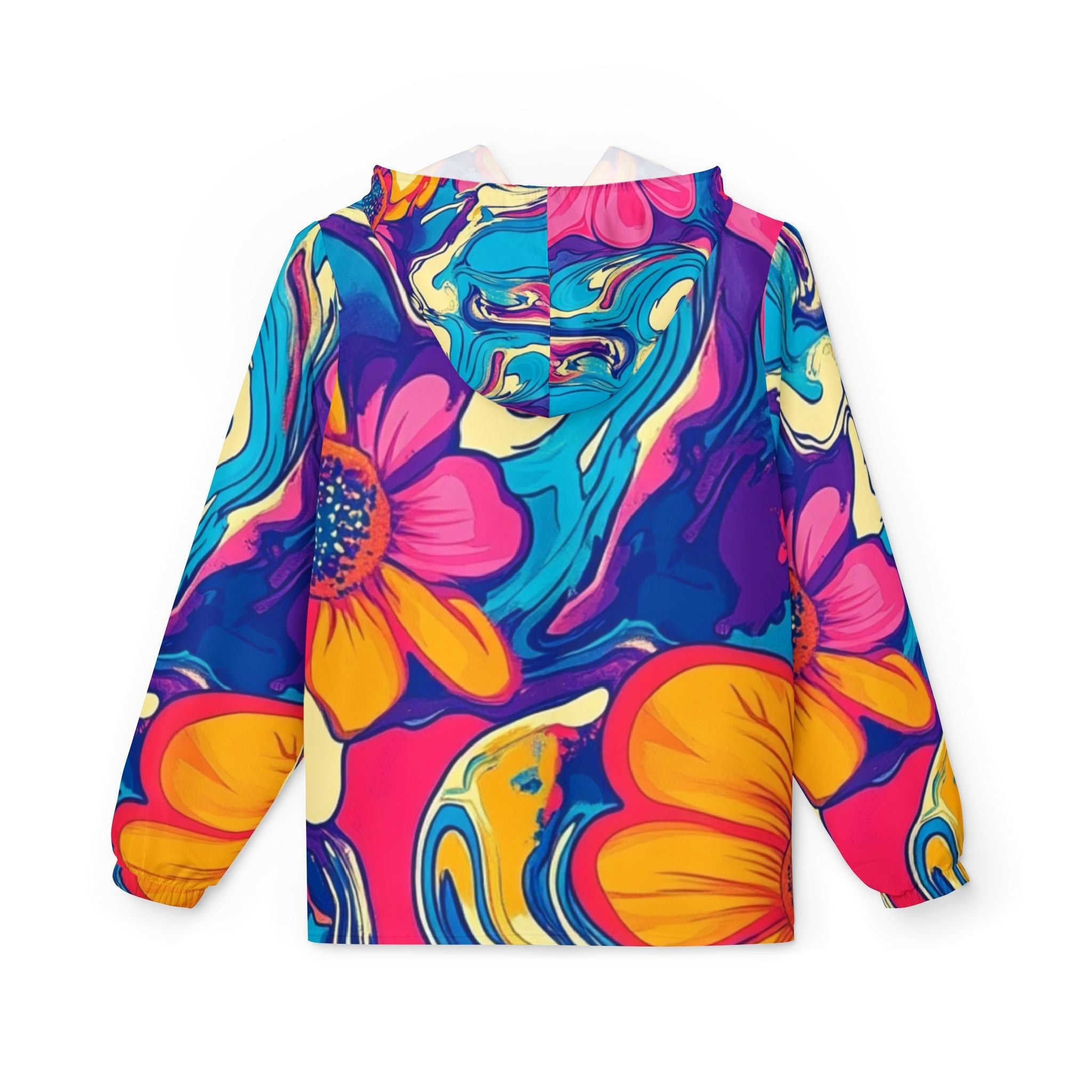 Vibrant Floral Pattern Windbreaker Jacket, Artsulli - Art is Long, Life is Short, Outerwear, , , , , , , 