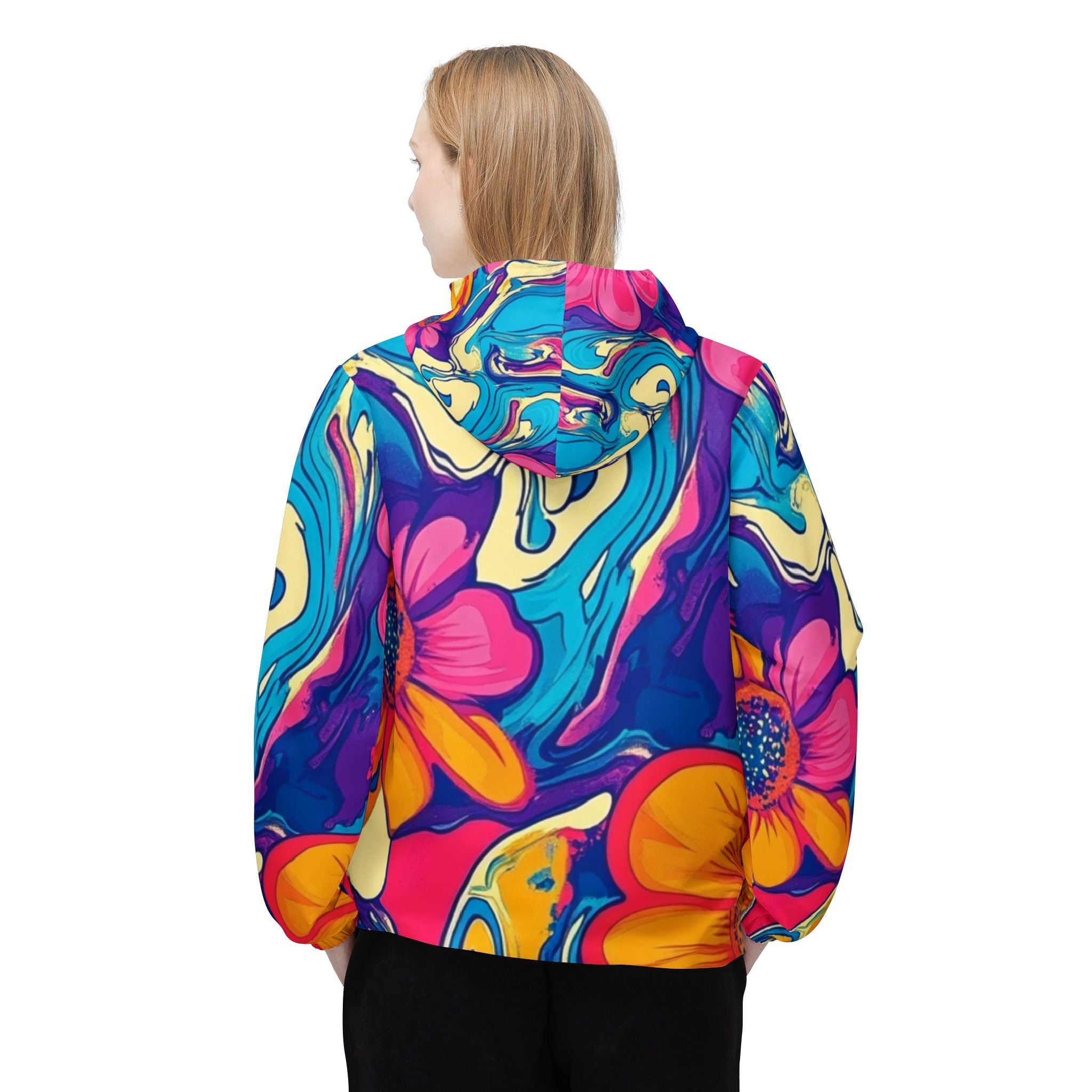 Vibrant Floral Pattern Windbreaker Jacket, Artsulli - Art is Long, Life is Short, Outerwear, , , , , , , 