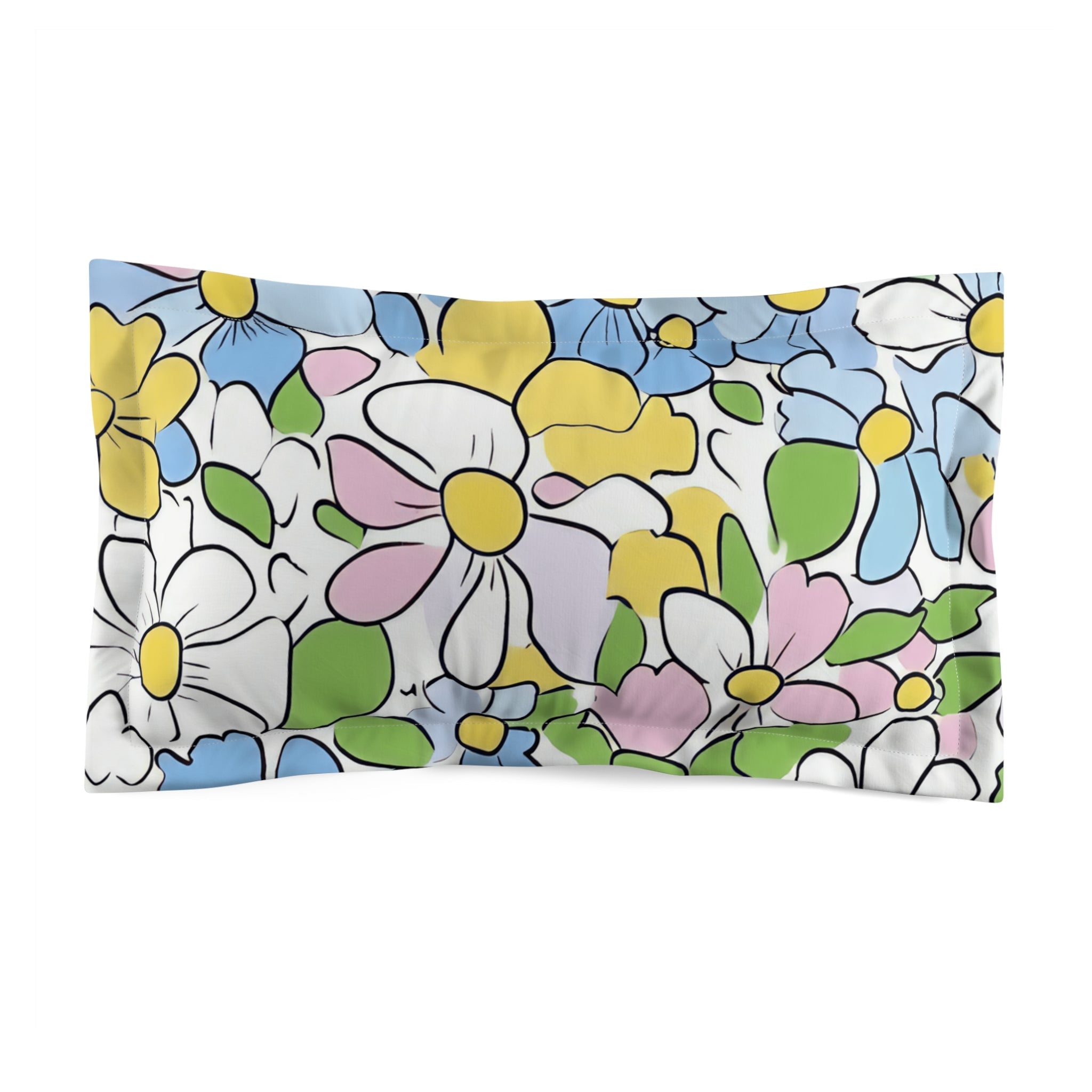Vibrant Floral Pillow Sham, Artsulli - Art is Long, Life is Short, Home Decor, Size, King, , , , , 93546072489673748316