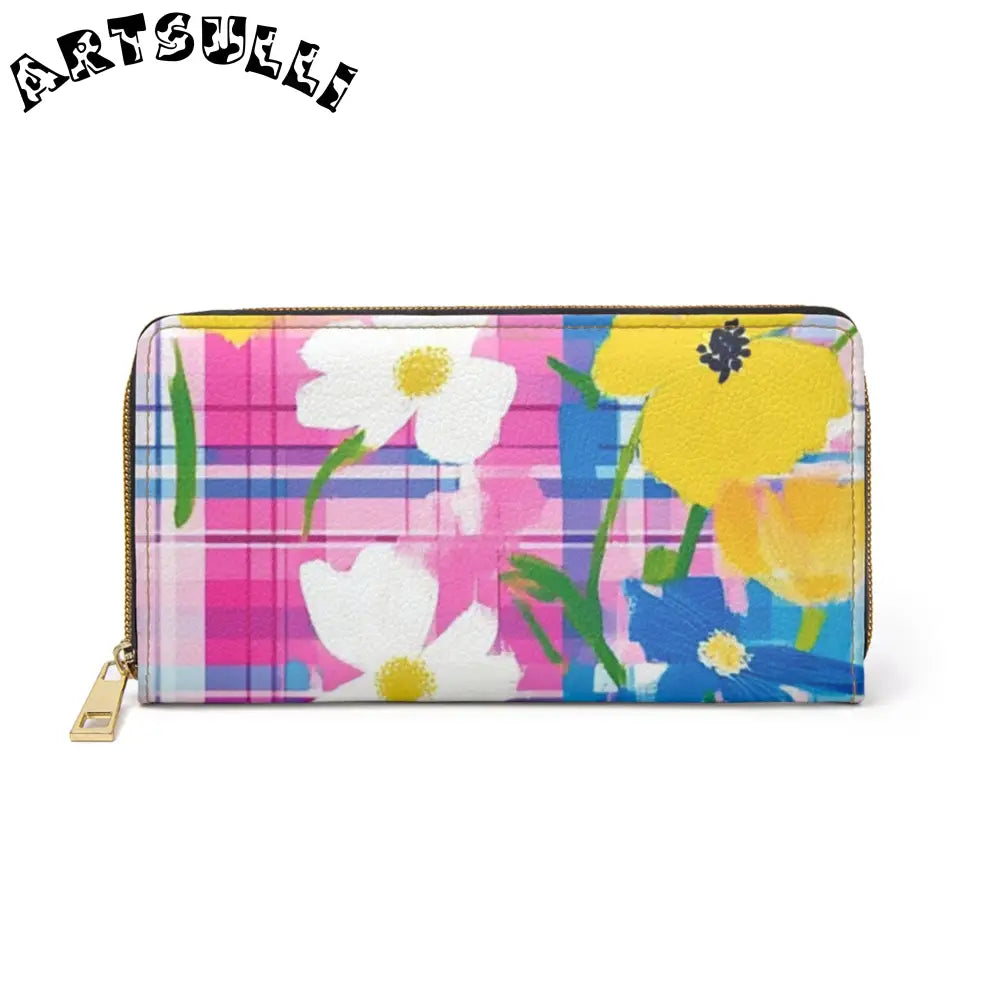 Vibrant Floral Plaid Wallet for Credit Cards, Artsulli - Art is Long, Life is Short, Accessories, Size, One size, Color, White, , , 93816986586538