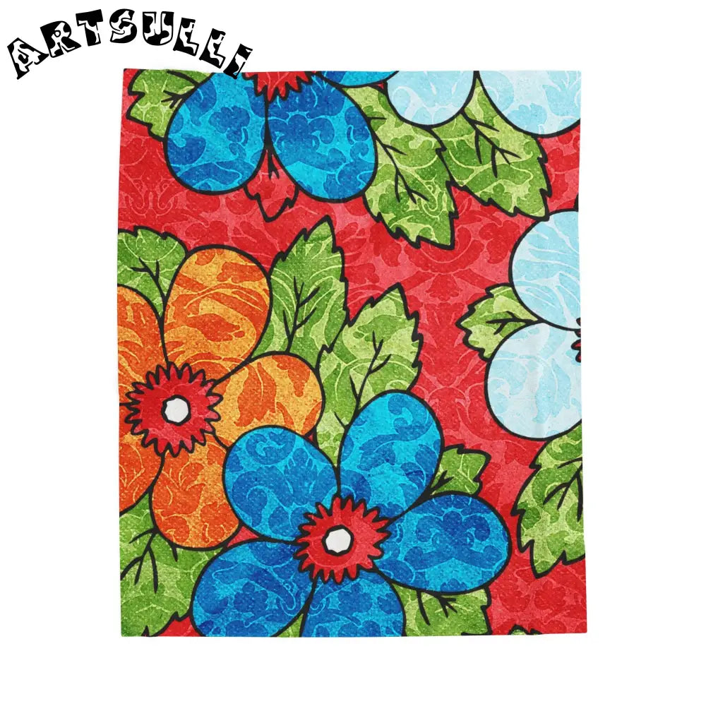 Vibrant Floral Plush Velveteen Blanket, Artsulli - Art is Long, Life is Short, All Over Prints, Size, 50" × 60", , , , , 23016849027366193890