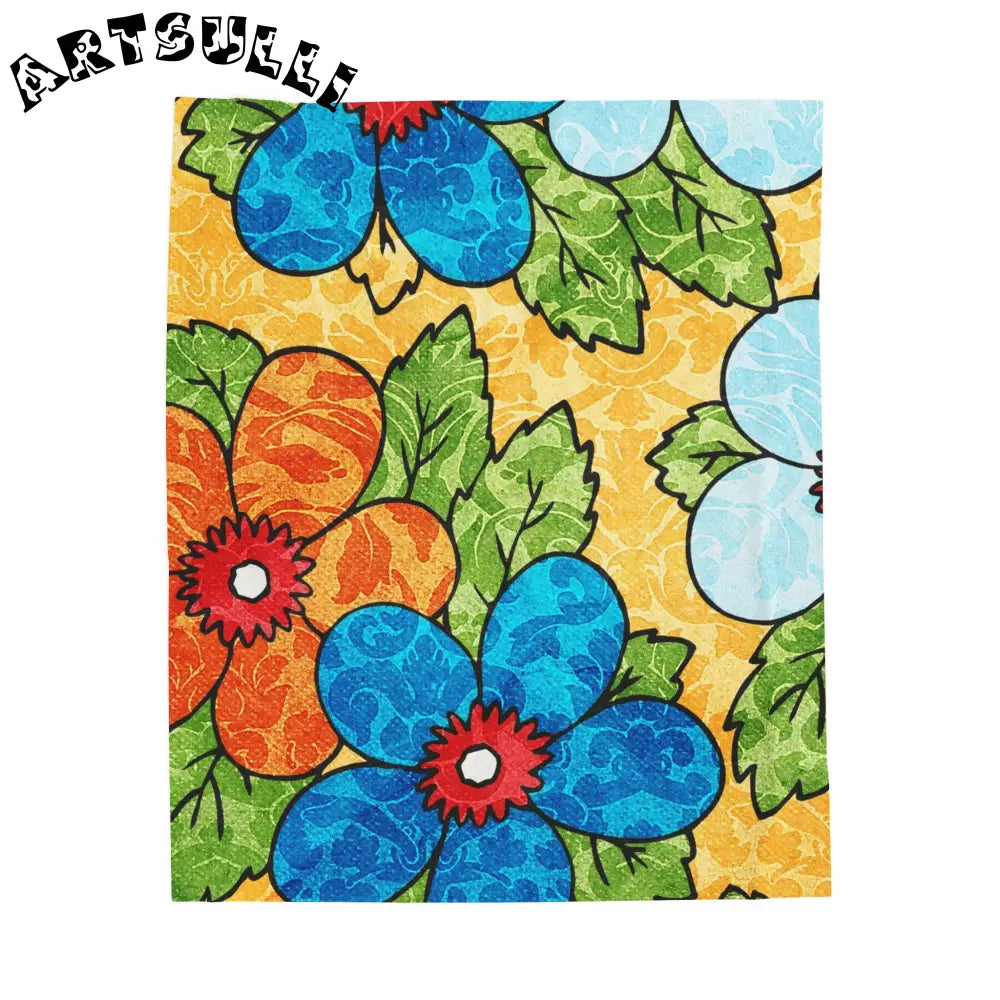 Vibrant Floral Plush Velveteen Blanket, Artsulli - Art is Long, Life is Short, All Over Prints, Size, 50" × 60", , , , , 10306285269332407855