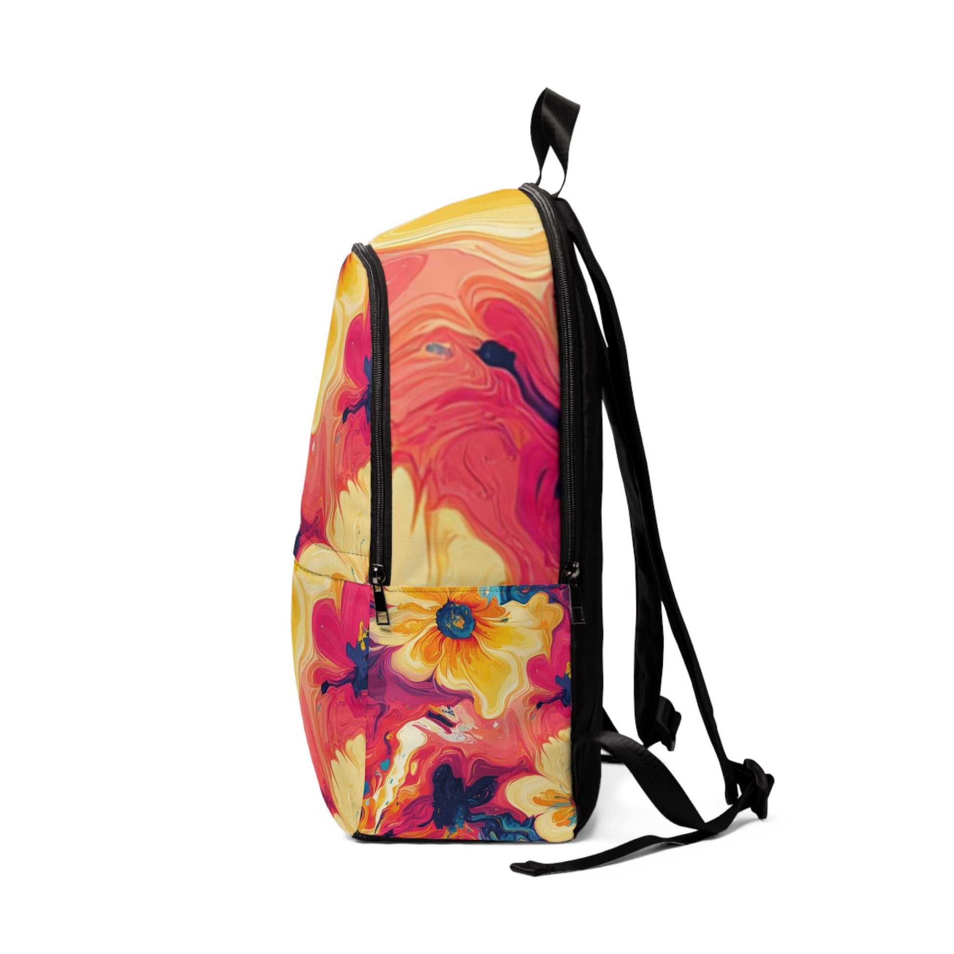 Vibrant Floral Print Backpack, Artsulli - Art is Long, Life is Short, Bags, , , , , , , 