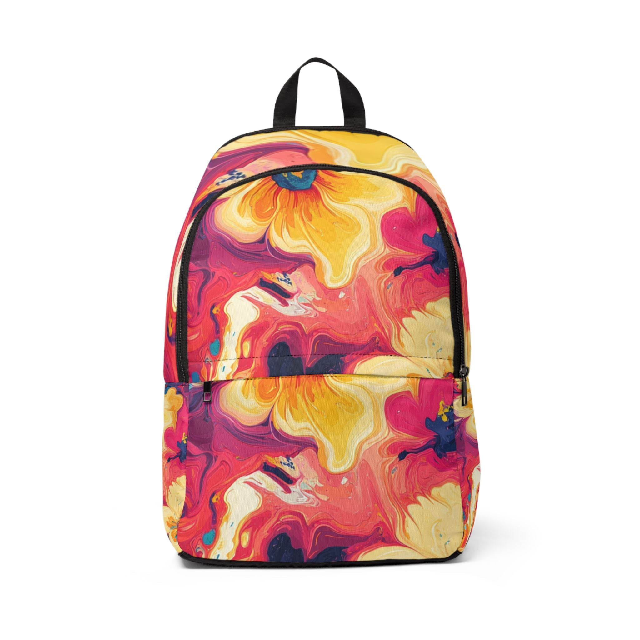 Vibrant Floral Print Backpack, Artsulli - Art is Long, Life is Short, Bags, Size, One size, , , , , 14491729781484048188