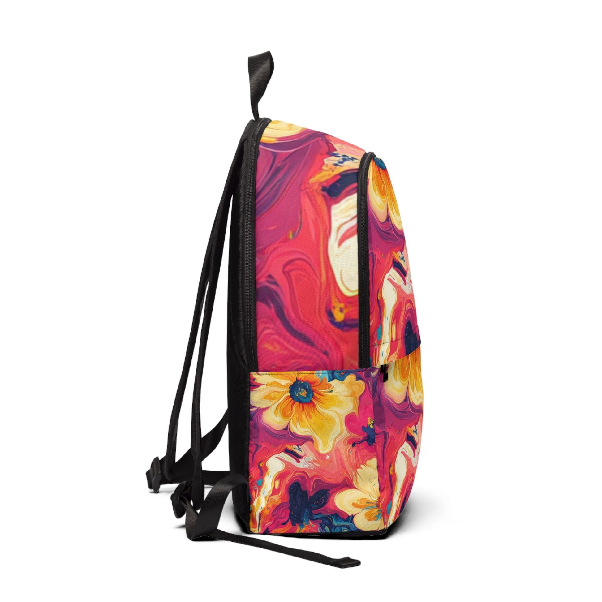 Vibrant Floral Print Backpack, Artsulli - Art is Long, Life is Short, Bags, , , , , , , 