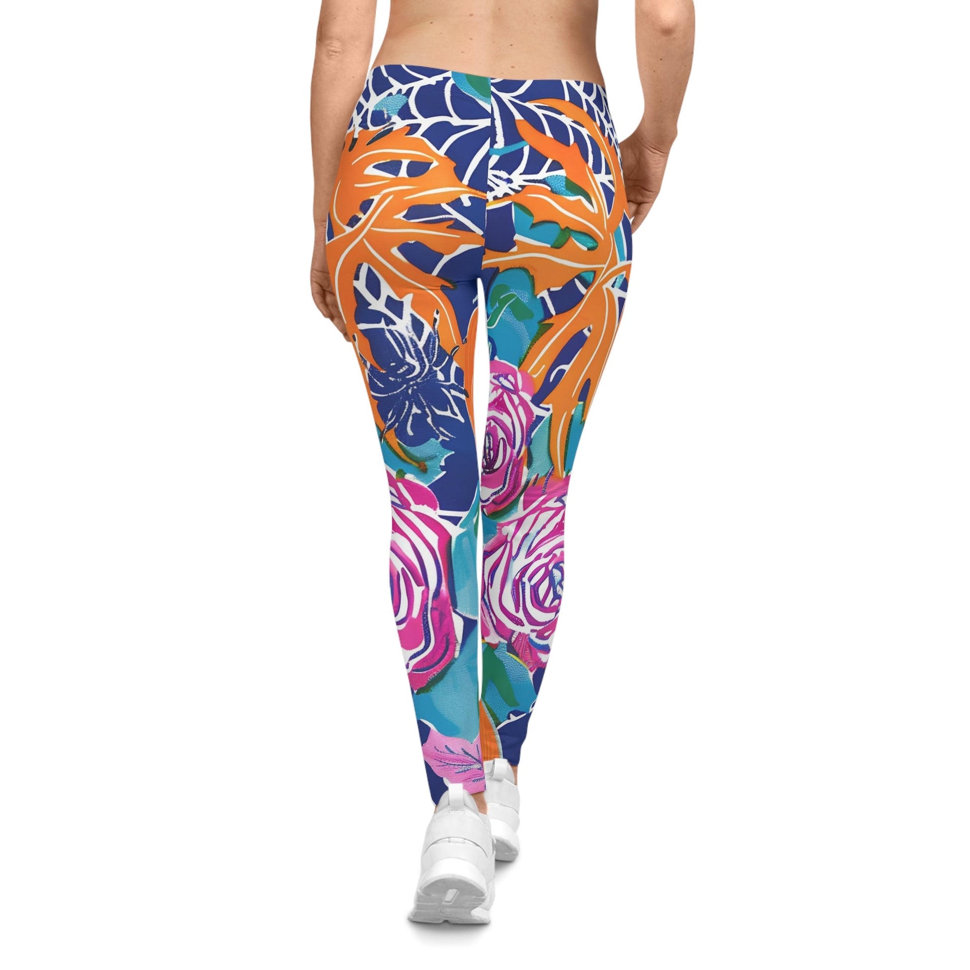 Vibrant Floral Print Casual Leggings, Artsulli - Art is Long, Life is Short, All Over Prints, , , , , , , 