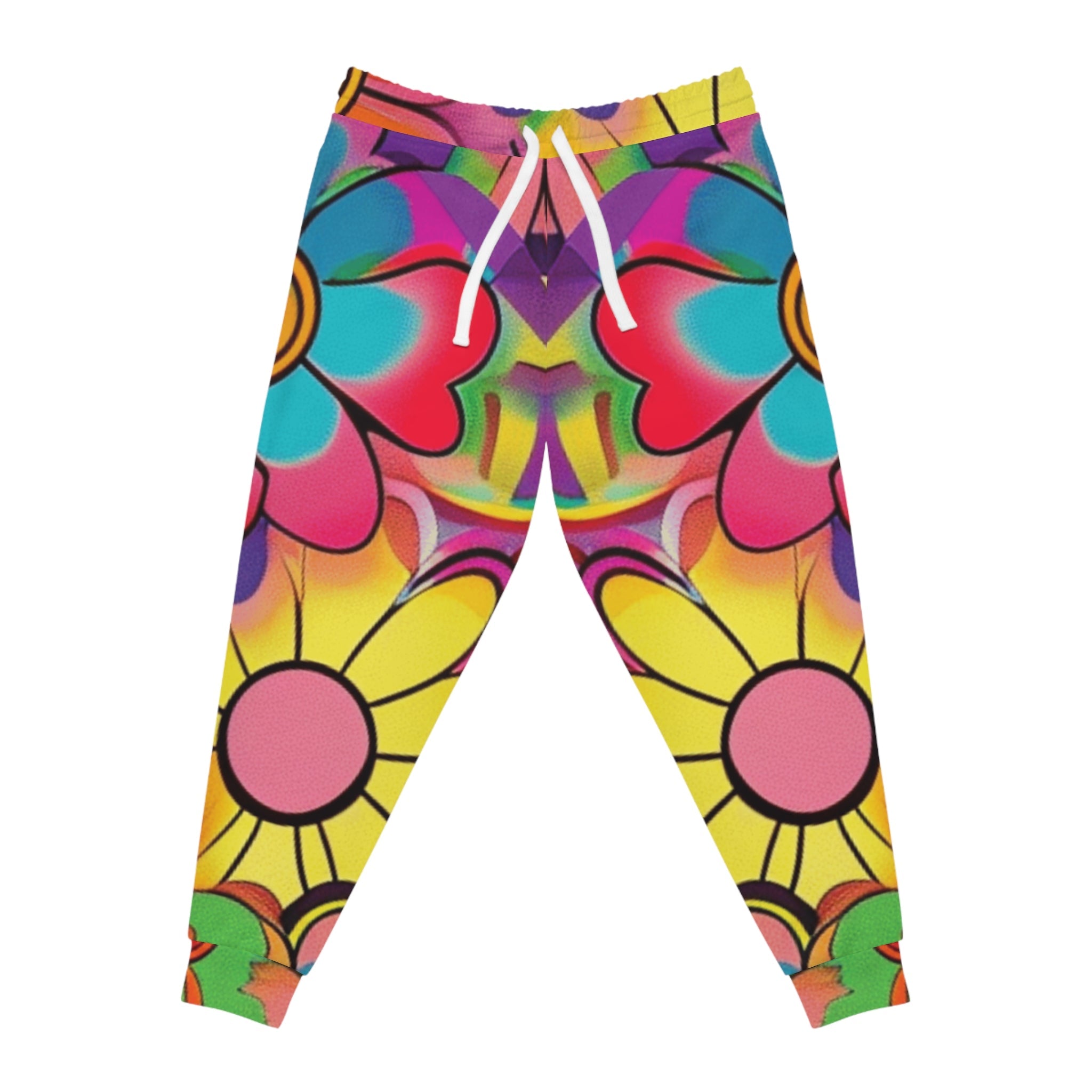 Vibrant Floral Print Joggers, Artsulli - Art is Long, Life is Short, All Over Prints, Size, S, Color, Seam thread color automatically matched to design, , , 29011382700946129147