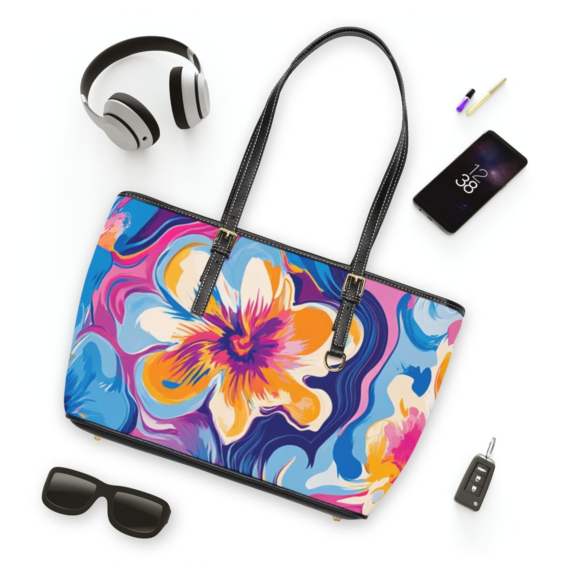 Vibrant Floral Print Shoulder Bag, Artsulli - Art is Long, Life is Short, Bags, , , , , , , 
