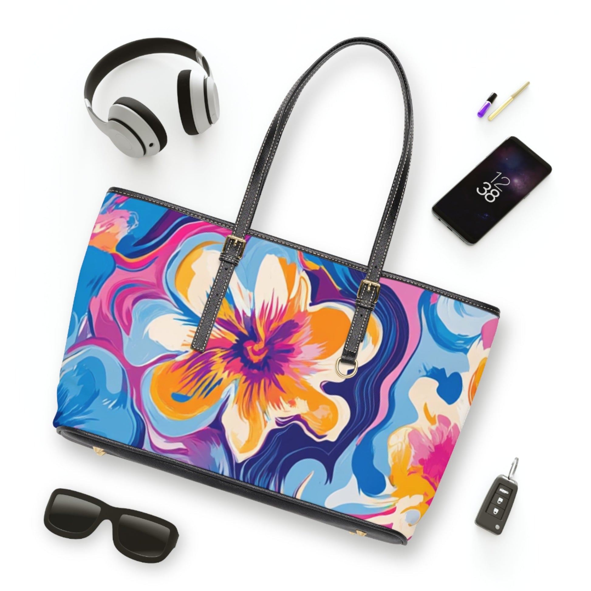 Vibrant Floral Print Shoulder Bag, Artsulli - Art is Long, Life is Short, Bags, , , , , , , 