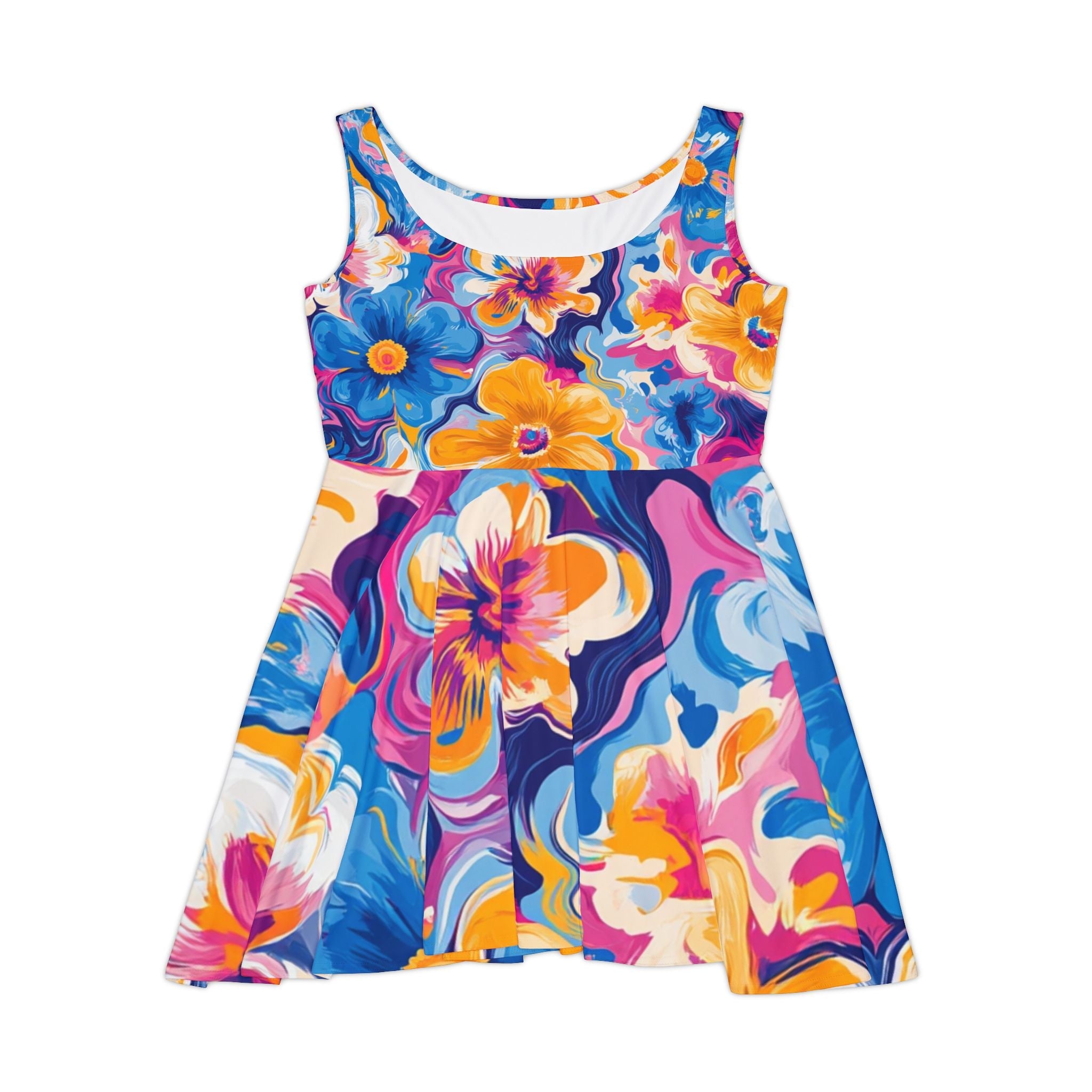 Printify Vibrant Floral Print Skater Dress 2025