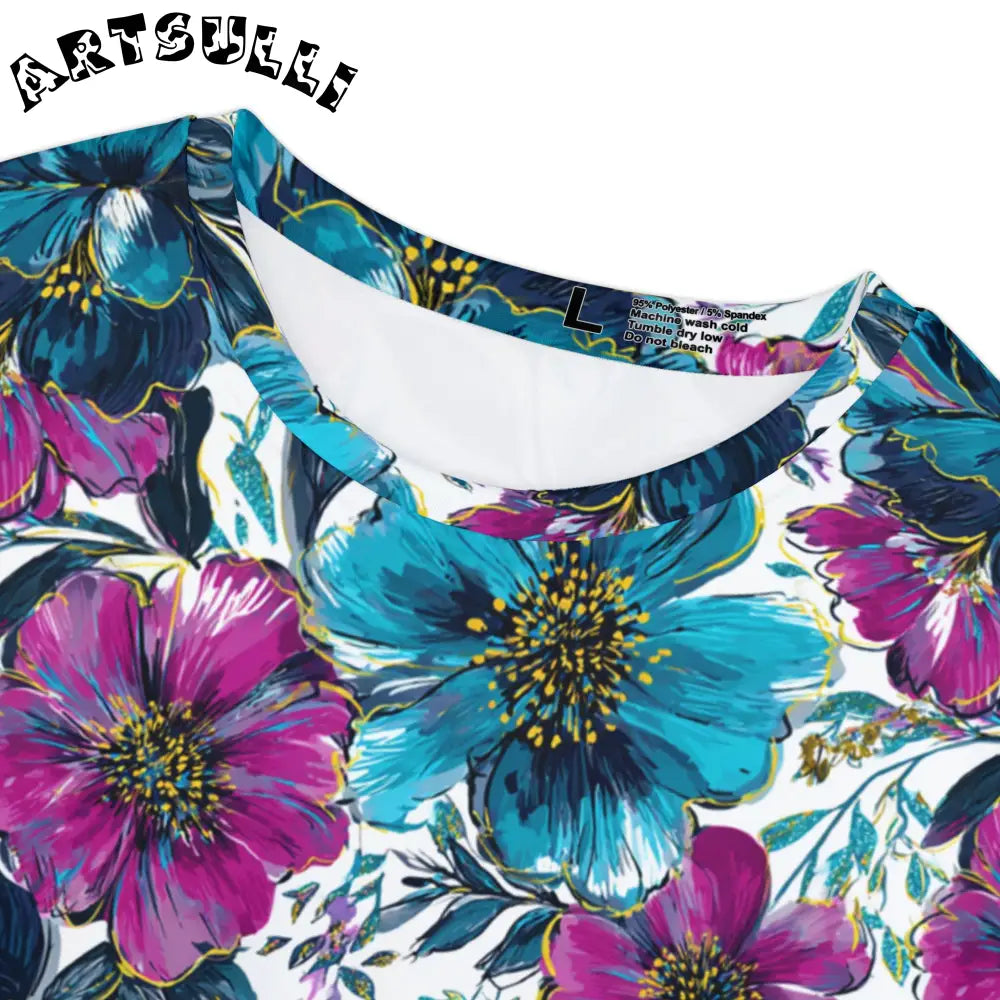 Vibrant Floral Print T-Shirt, Artsulli - Art is Long, Life is Short, All Over Prints, , , , , , , 