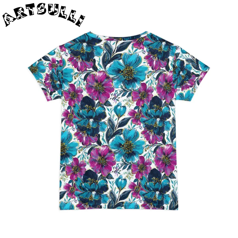 Vibrant Floral Print T-Shirt, Artsulli - Art is Long, Life is Short, All Over Prints, , , , , , , 