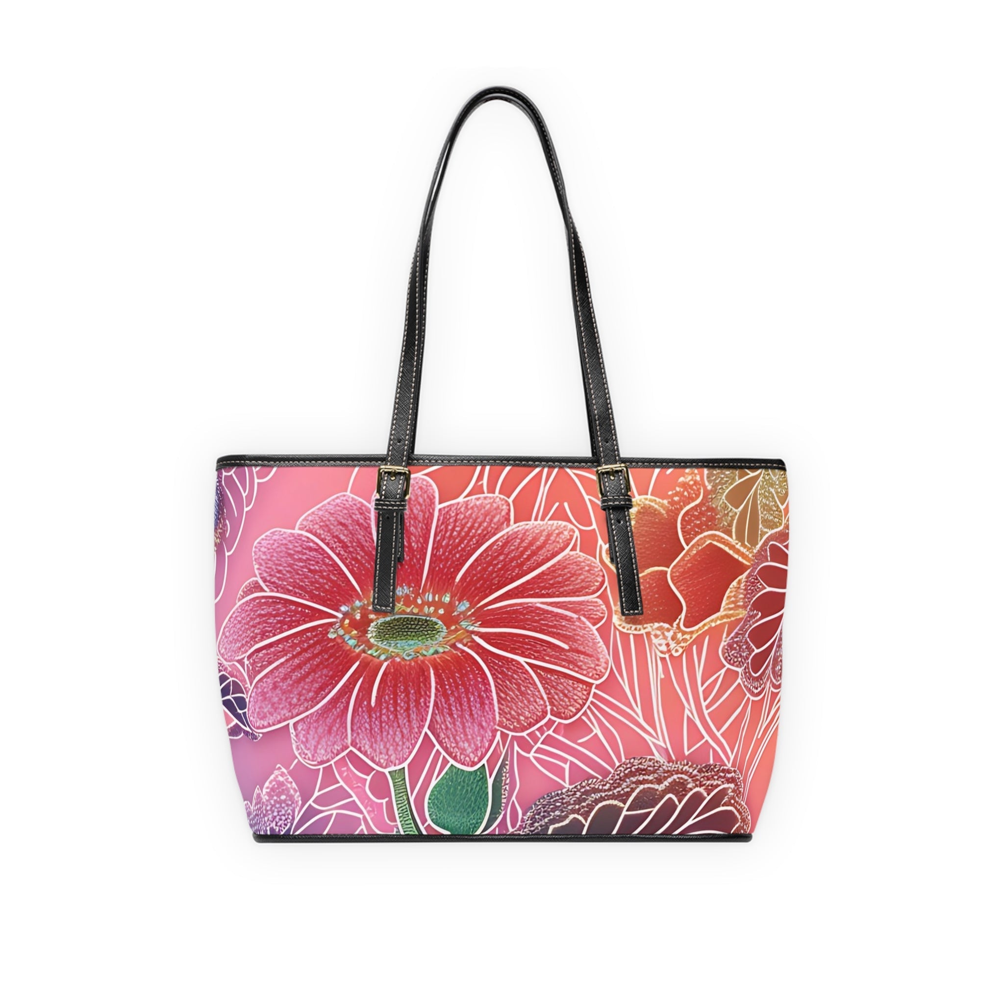 Printify Vibrant Floral PU Leather Shoulder Bag 2025