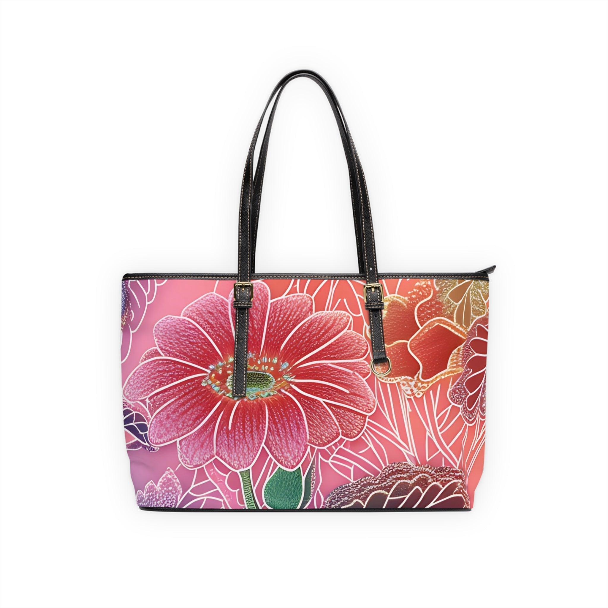 Printify Vibrant Floral PU Leather Shoulder Bag 2025