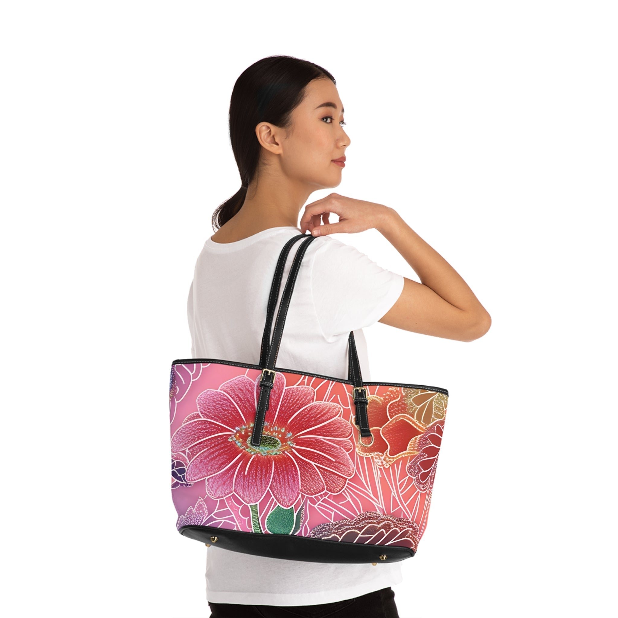 Printify Vibrant Floral PU Leather Shoulder Bag 2025