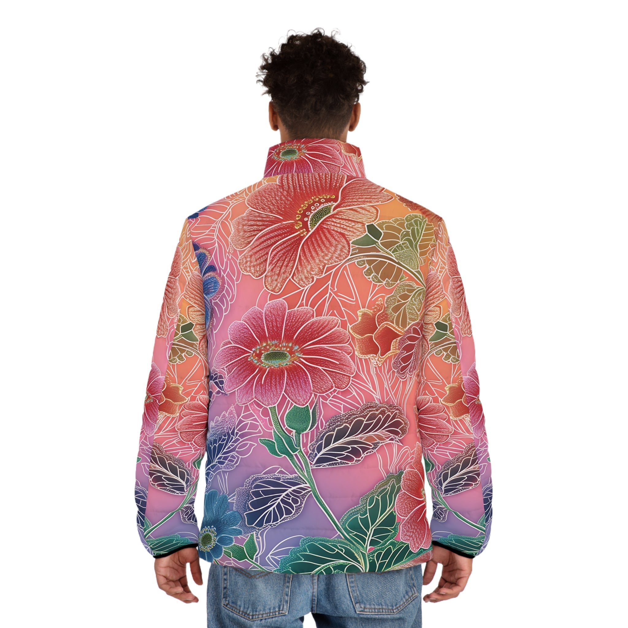 Vibrant Floral Puffer Jacket, Artsulli - Art is Long, Life is Short, All Over Prints, , , , , , , 