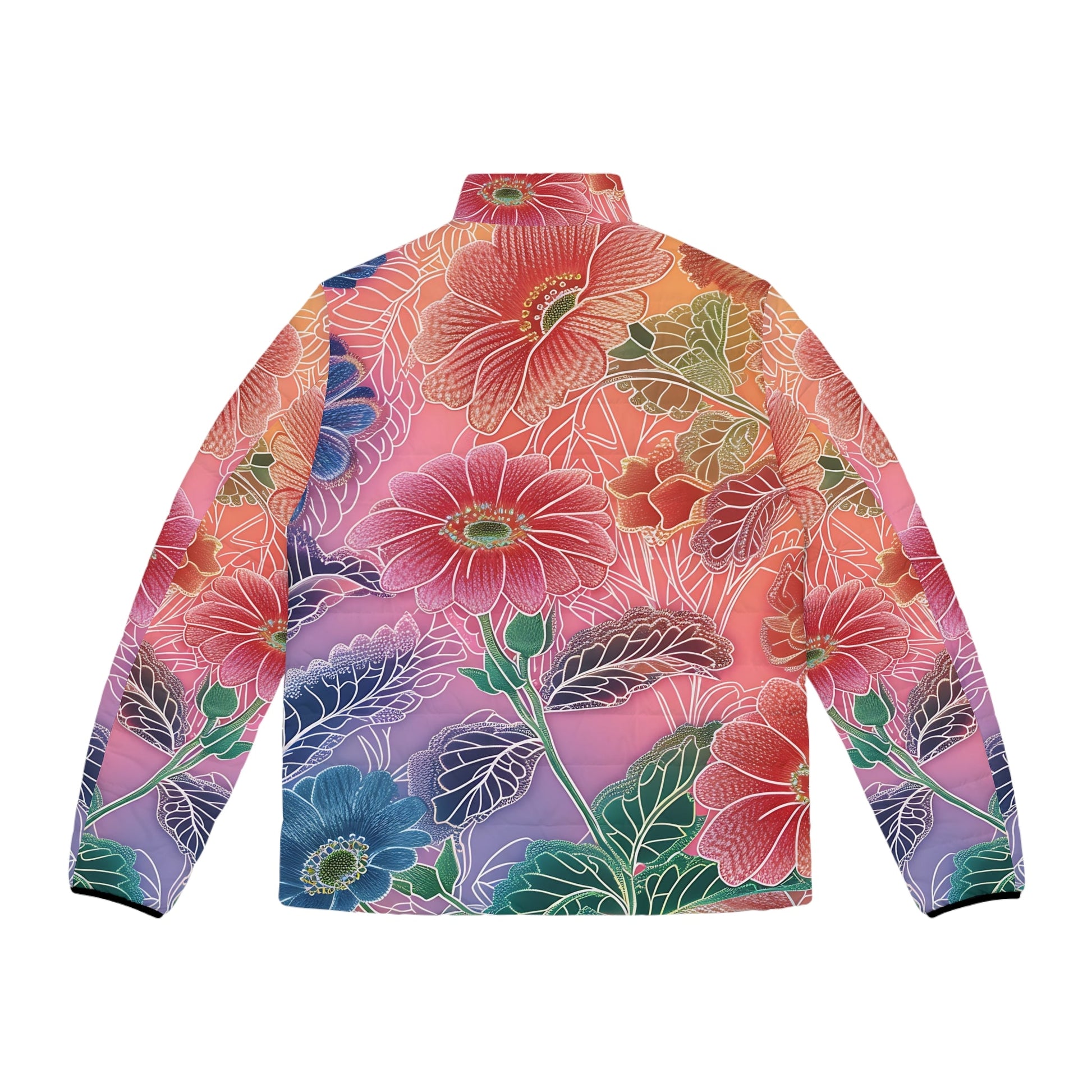 Vibrant Floral Puffer Jacket, Artsulli - Art is Long, Life is Short, All Over Prints, , , , , , , 