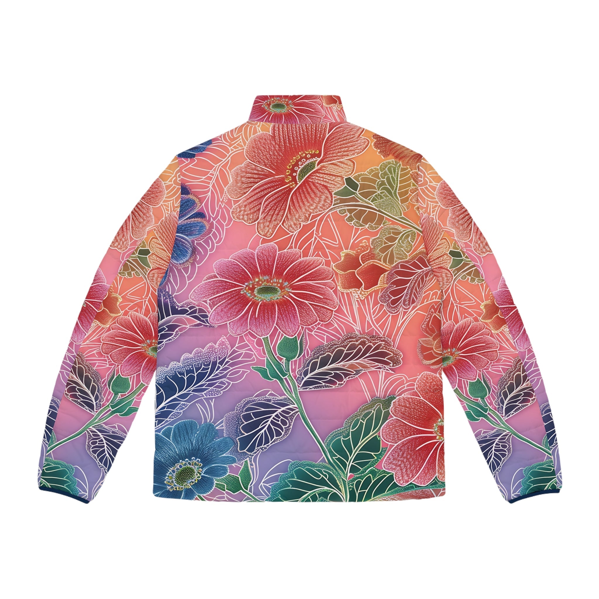 Vibrant Floral Puffer Jacket, Artsulli - Art is Long, Life is Short, All Over Prints, , , , , , , 