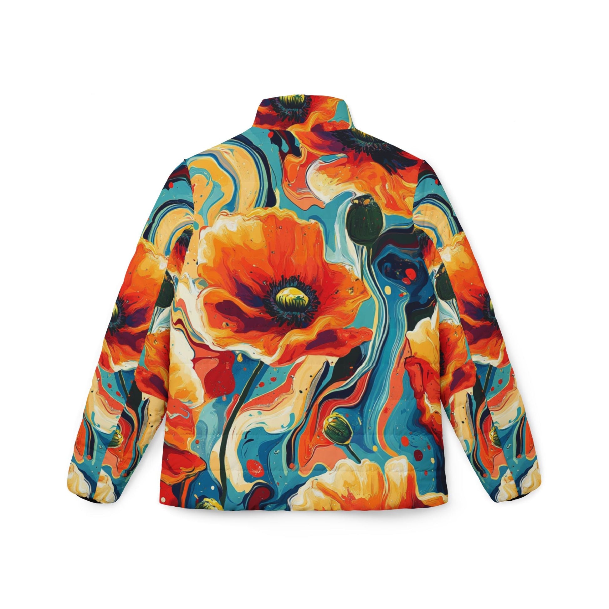 Vibrant Floral Puffer Jacket, Artsulli - Art is Long, Life is Short, All Over Prints, , , , , , , 