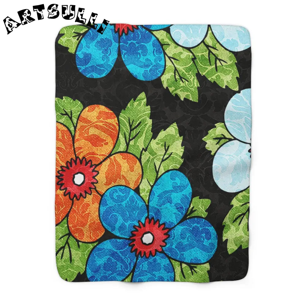 JAKKOUTTHEBXX Vibrant Floral Sherpa Fleece Blanket 2025