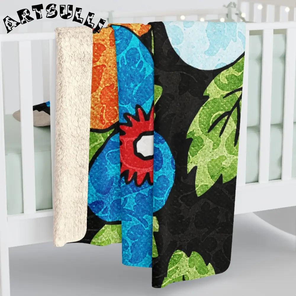 Vibrant Floral Sherpa Fleece Blanket, Artsulli - Art is Long, Life is Short, Home Decor, , , , , , , 