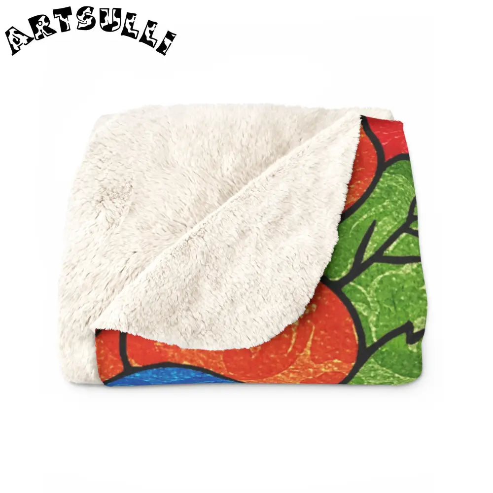 Vibrant Floral Sherpa Fleece Blanket, Artsulli - Art is Long, Life is Short, Home Decor, , , , , , , 