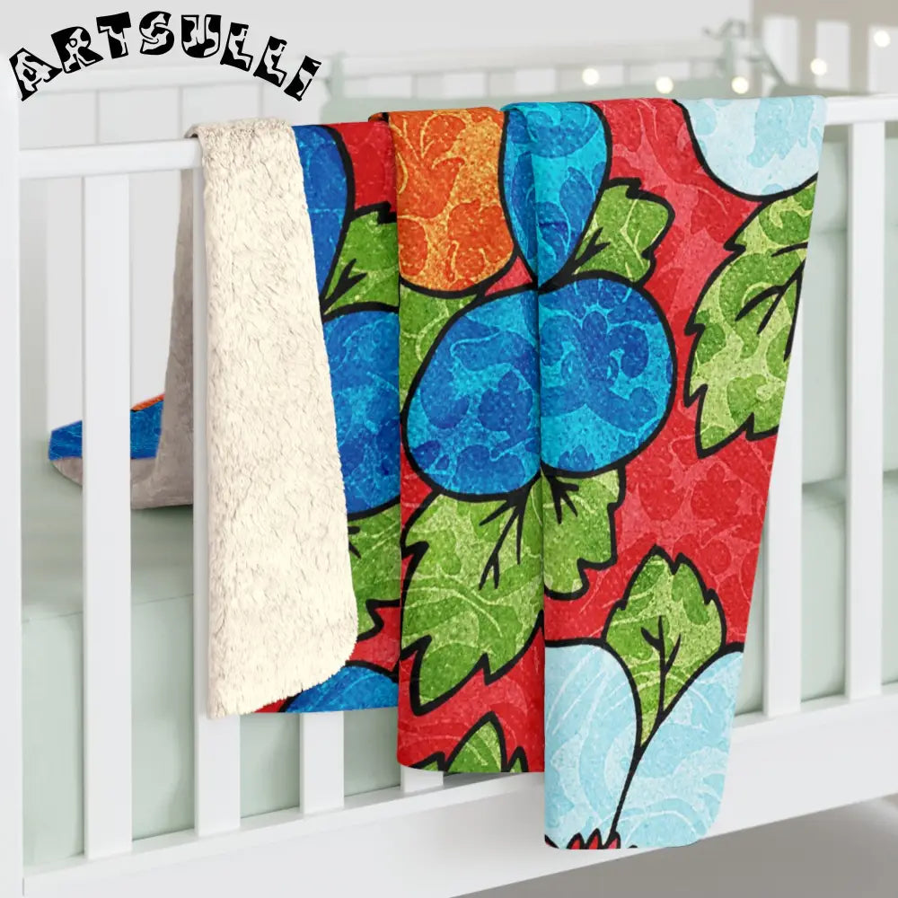 Vibrant Floral Sherpa Fleece Blanket, Artsulli - Art is Long, Life is Short, Home Decor, , , , , , , 