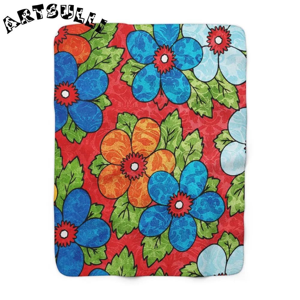 JAKKOUTTHEBXX Vibrant Floral Sherpa Fleece Blanket 2025