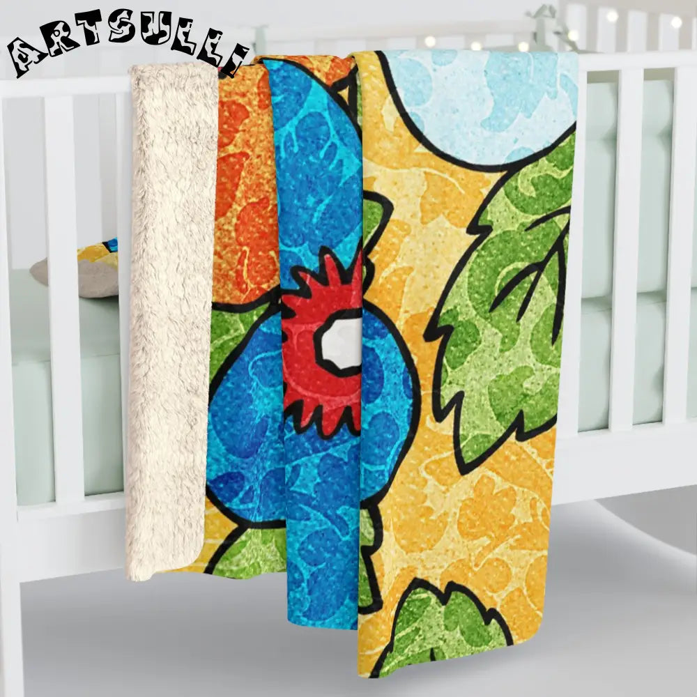 Vibrant Floral Sherpa Fleece Blanket, Artsulli - Art is Long, Life is Short, Home Decor, , , , , , , 