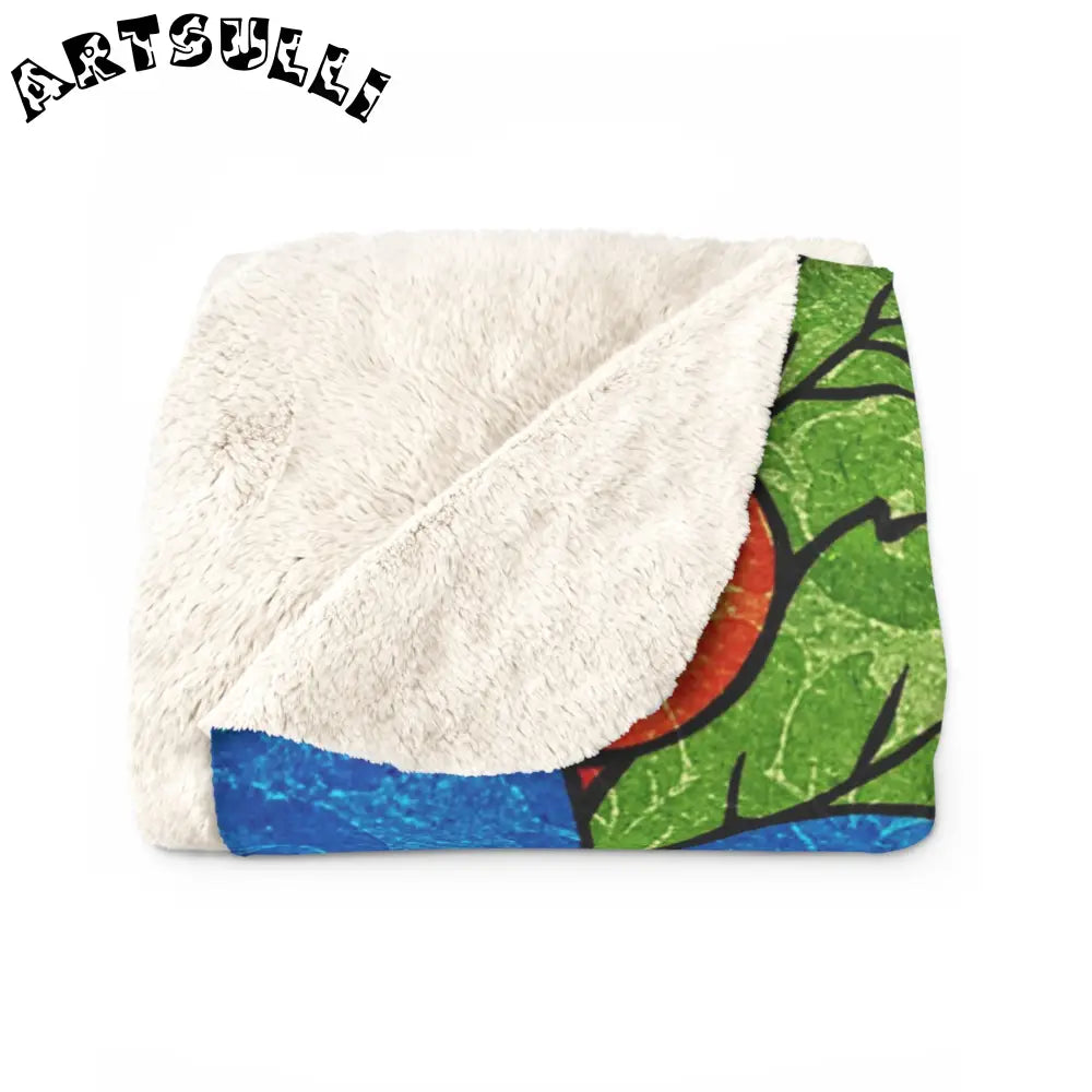 Vibrant Floral Sherpa Fleece Blanket, Artsulli - Art is Long, Life is Short, Home Decor, , , , , , , 