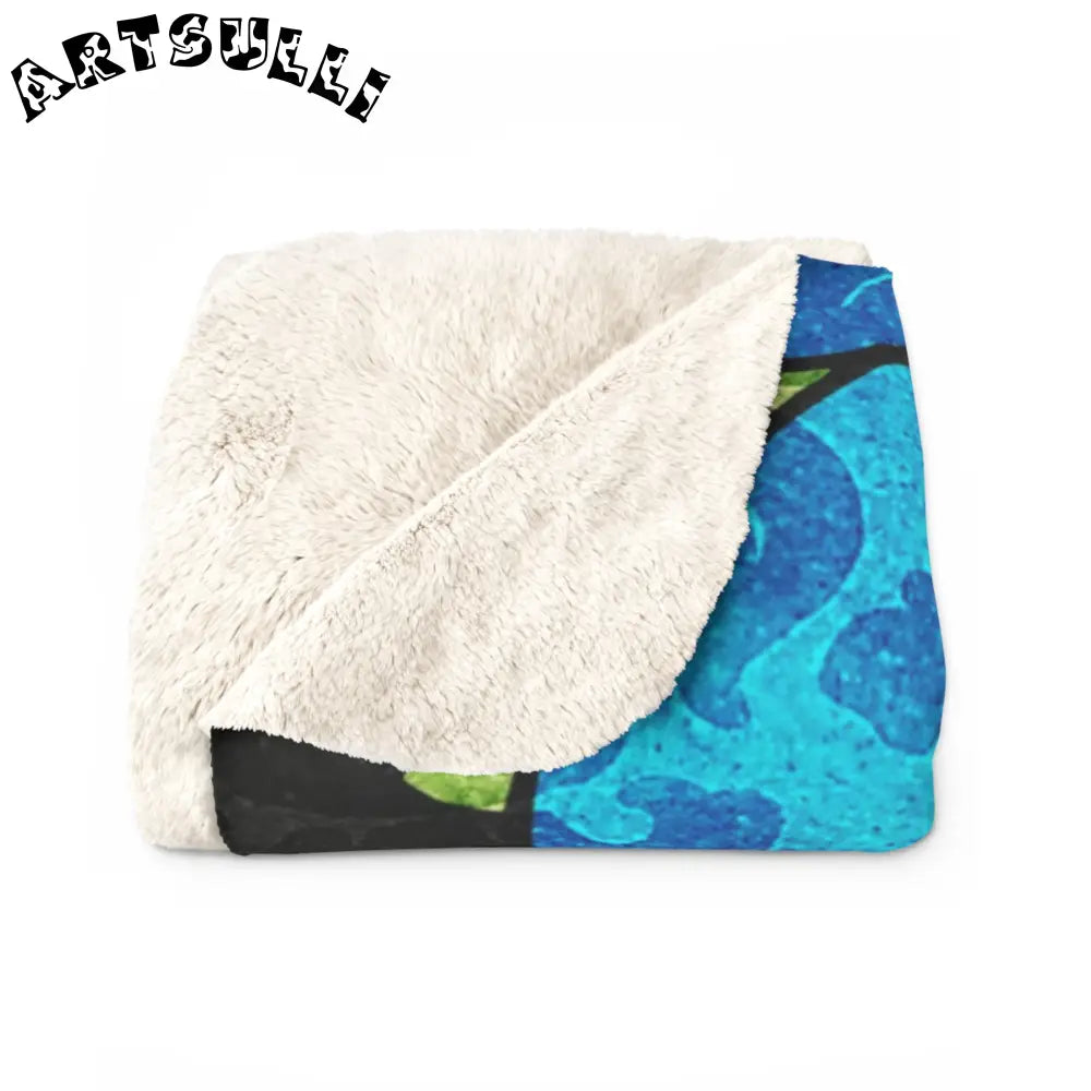 Vibrant Floral Sherpa Fleece Blanket, Artsulli - Art is Long, Life is Short, Home Decor, , , , , , , 