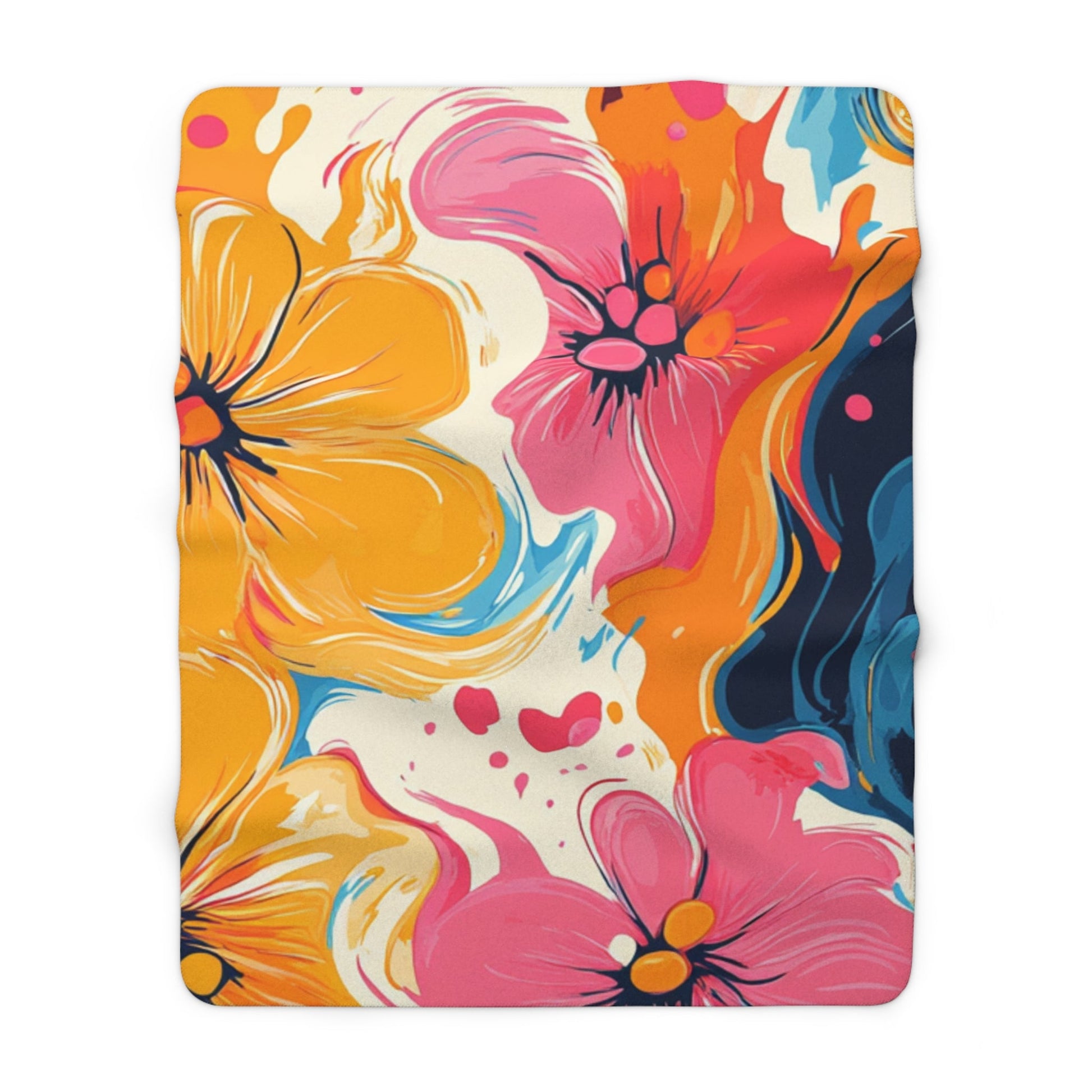 Vibrant Floral Sherpa Fleece Blanket, Artsulli - Art is Long, Life is Short, Home Decor, Size, 60" × 80", , , , , 94662239834359726018