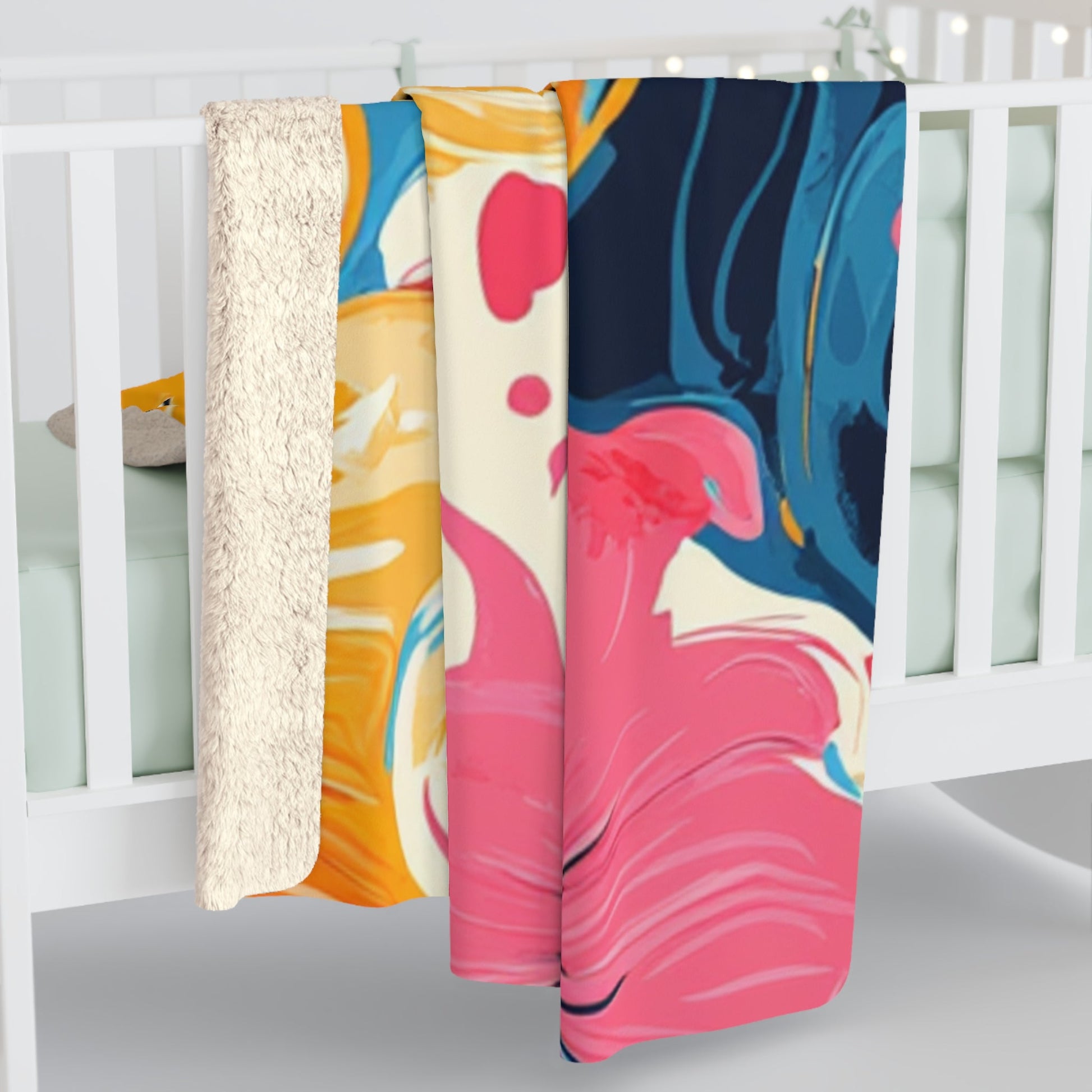 Vibrant Floral Sherpa Fleece Blanket, Artsulli - Art is Long, Life is Short, Home Decor, , , , , , , 
